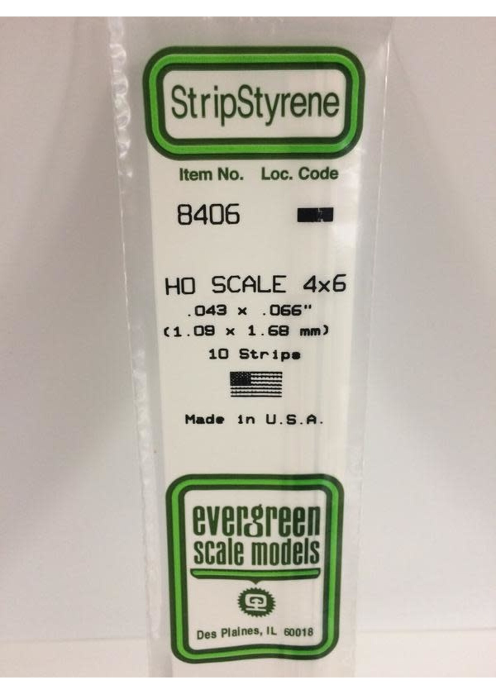 Evergreen Scale Models EVE8406 Styrene HO-Scale 4x6 Strip (10pc)