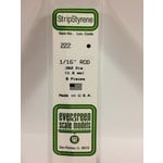 Evergreen Scale Models EVE222 Styrene 1/16 in Rod (8pc)