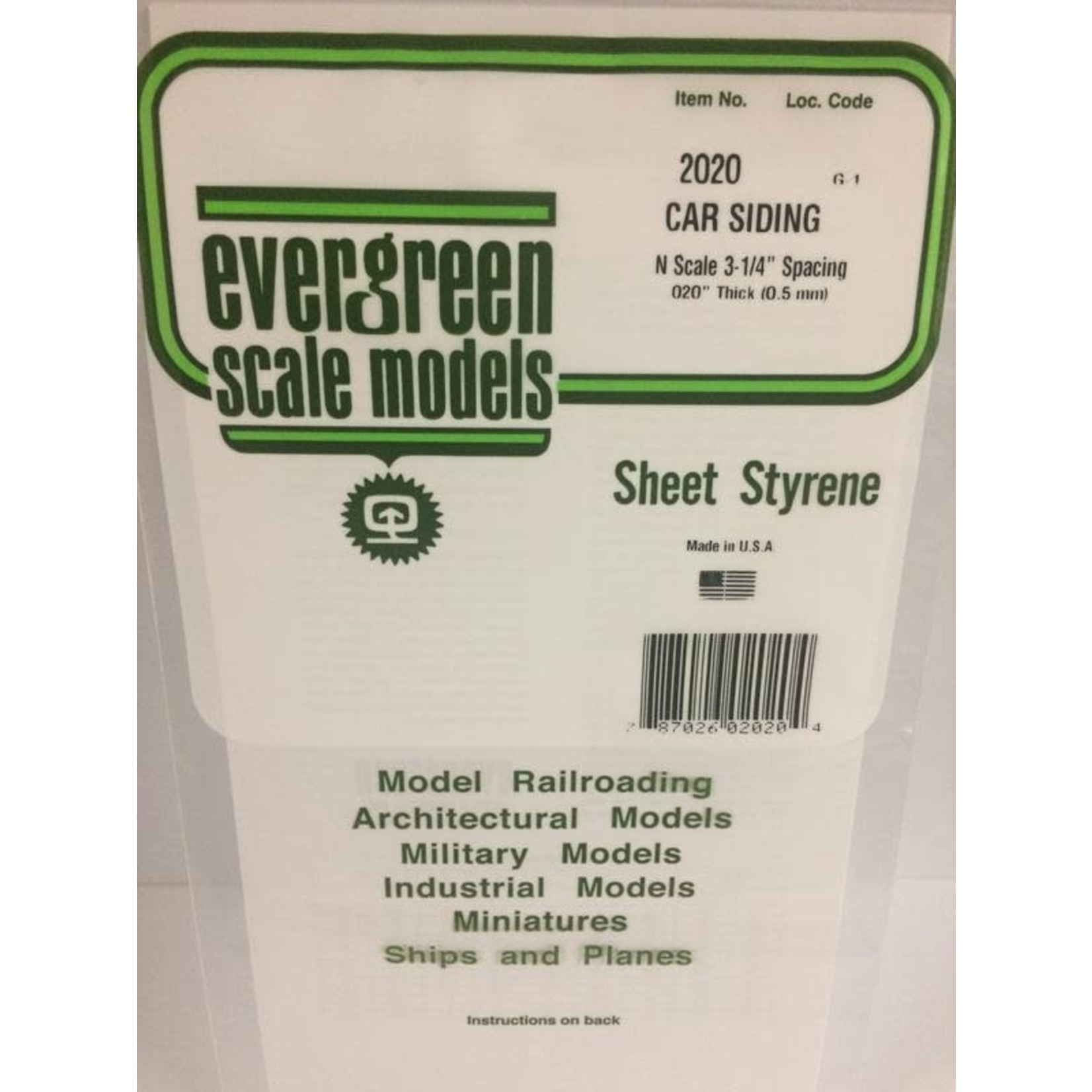 Evergreen Scale Models EVE2020 Styrene .020 N-Scale Car Siding Sheet
