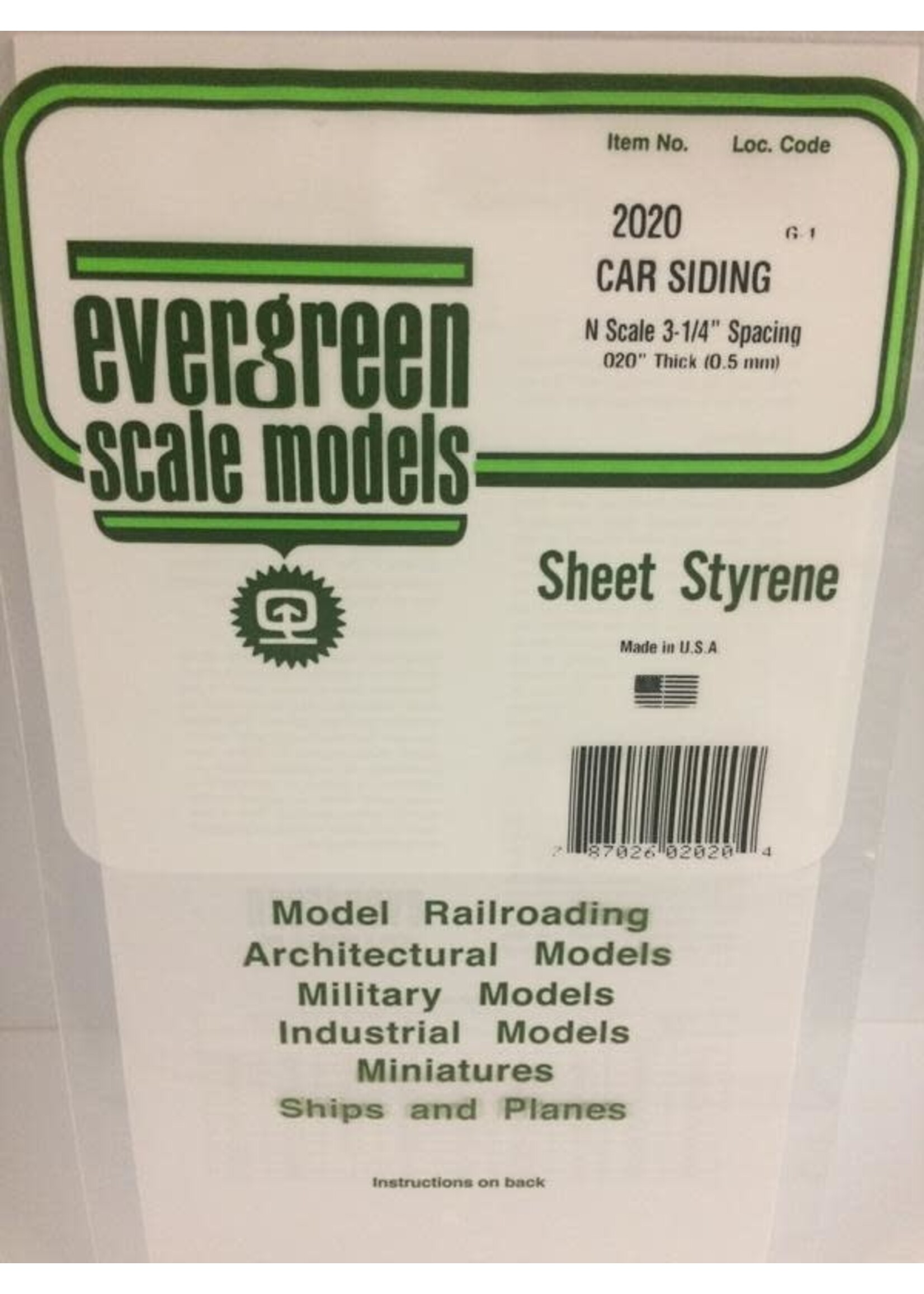 Evergreen Scale Models EVE2020 Styrene .020 N-Scale Car Siding Sheet