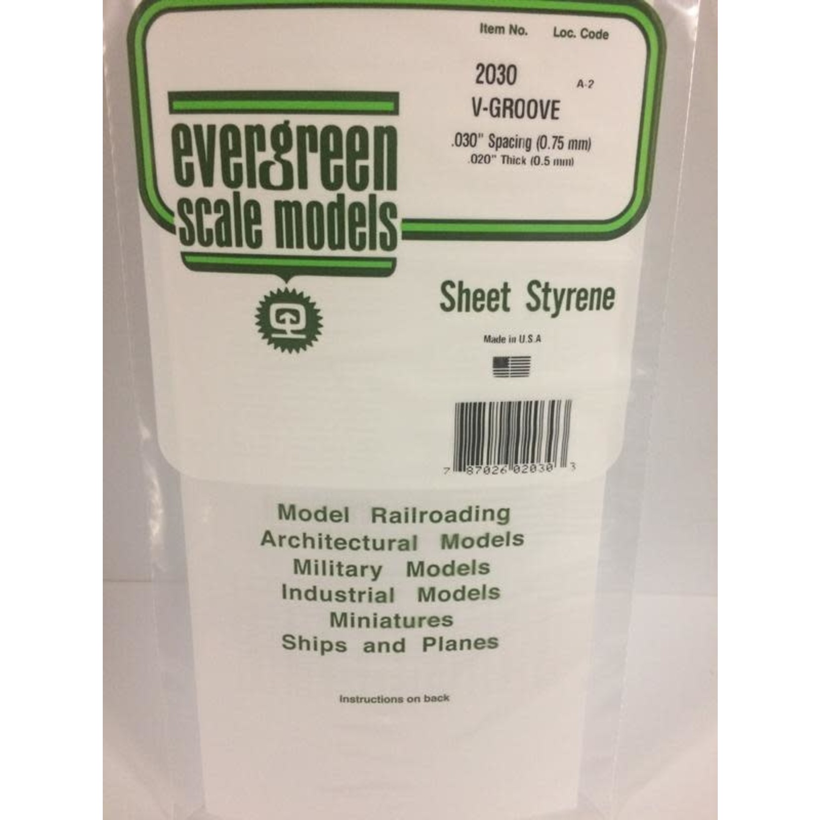 Evergreen Scale Models EVE2030 Styrene .020 V-Groove Siding Sheet