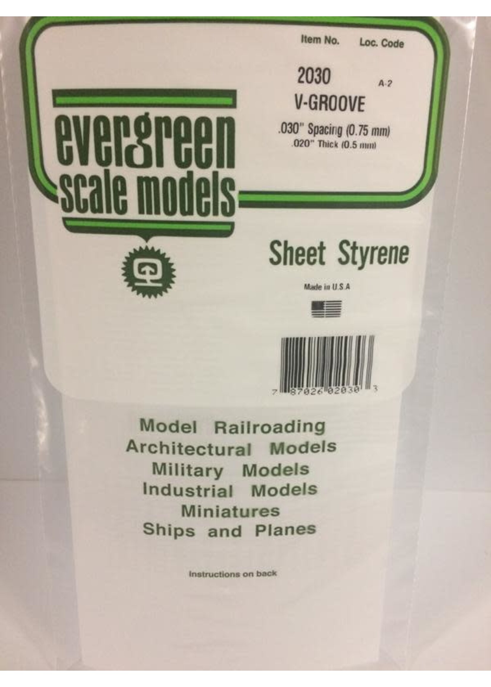 Evergreen Scale Models EVE2030 Styrene .020 V-Groove Siding Sheet