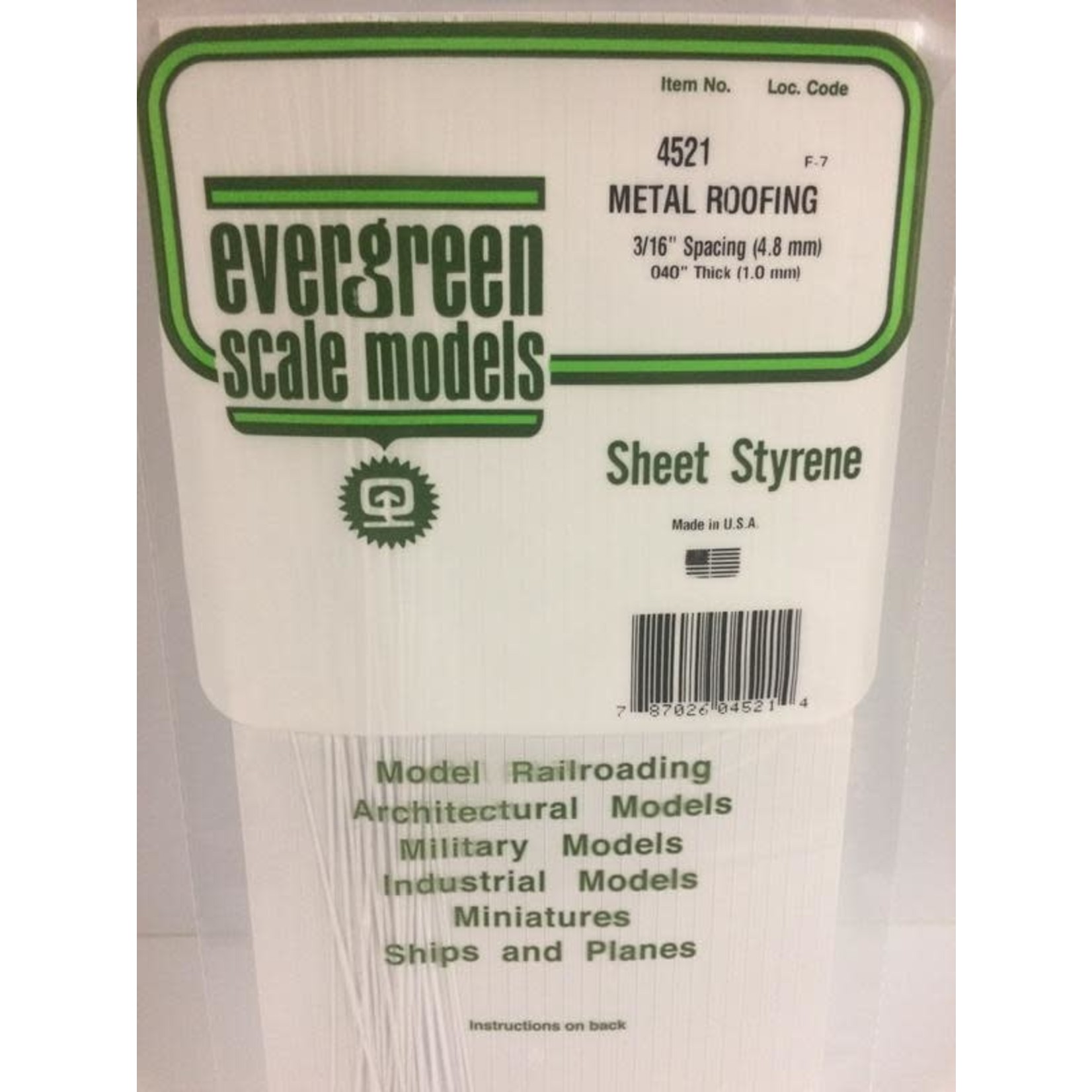 Evergreen Scale Models EVE4521 Styrene .040 Metal Roofing Sheet
