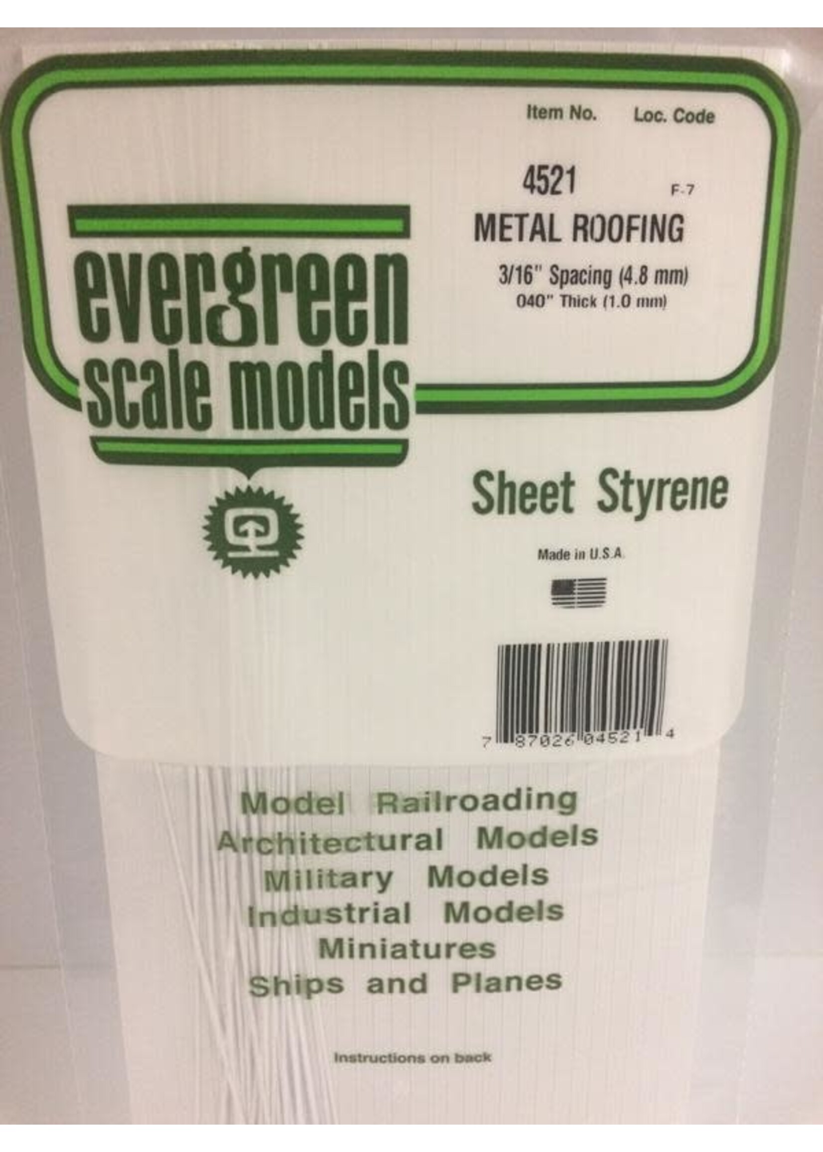 Evergreen Scale Models EVE4521 Styrene .040 Metal Roofing Sheet