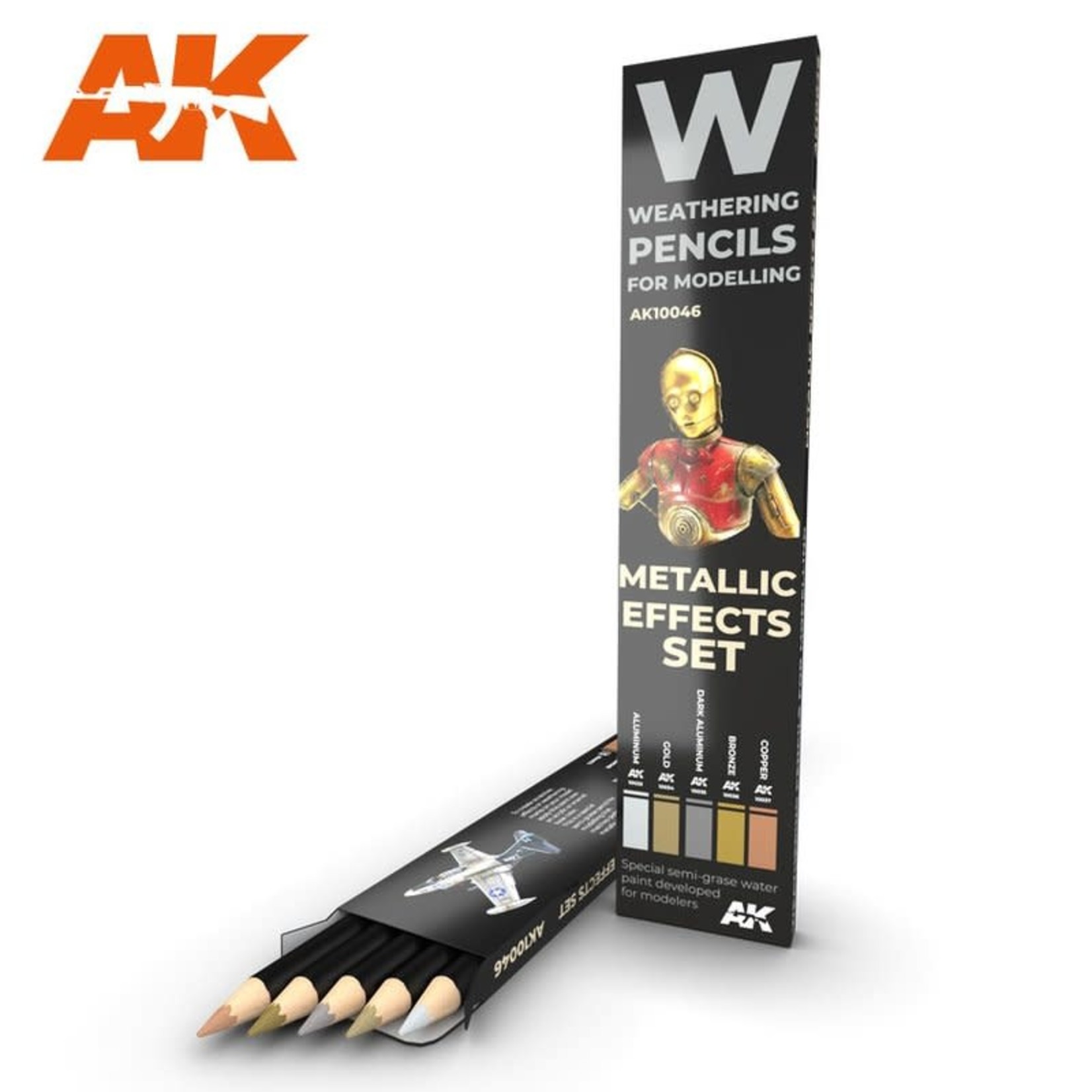 AK Interactive AK-10046 Watercolor Pencil Metallics (5 Pack)