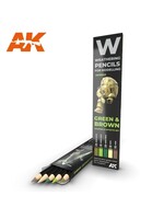 AK Interactive AK-10040 Watercolor Pencil Green & Brown  (5 Pack)