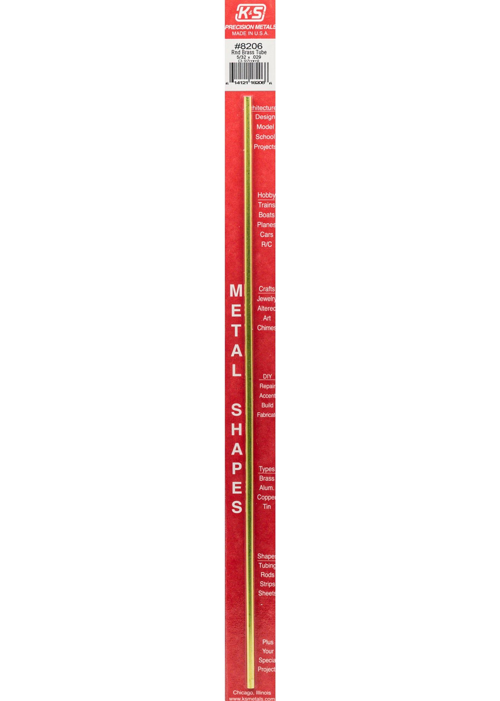 K&S Metals KSE8206 5/32" OD Wall Brass Tube