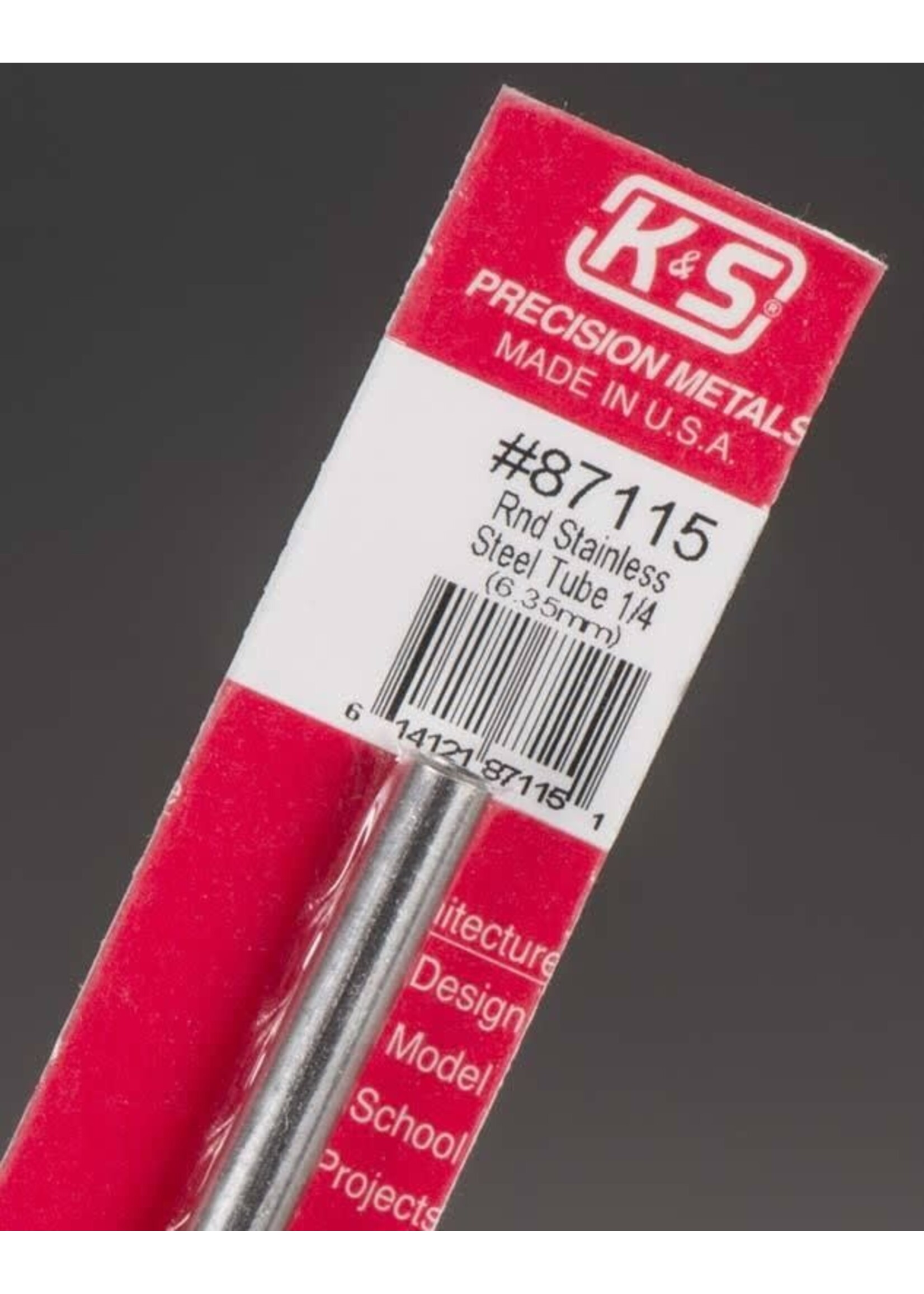 K&S Metals KSE87115 1/4" Round Stainless Steel Tube