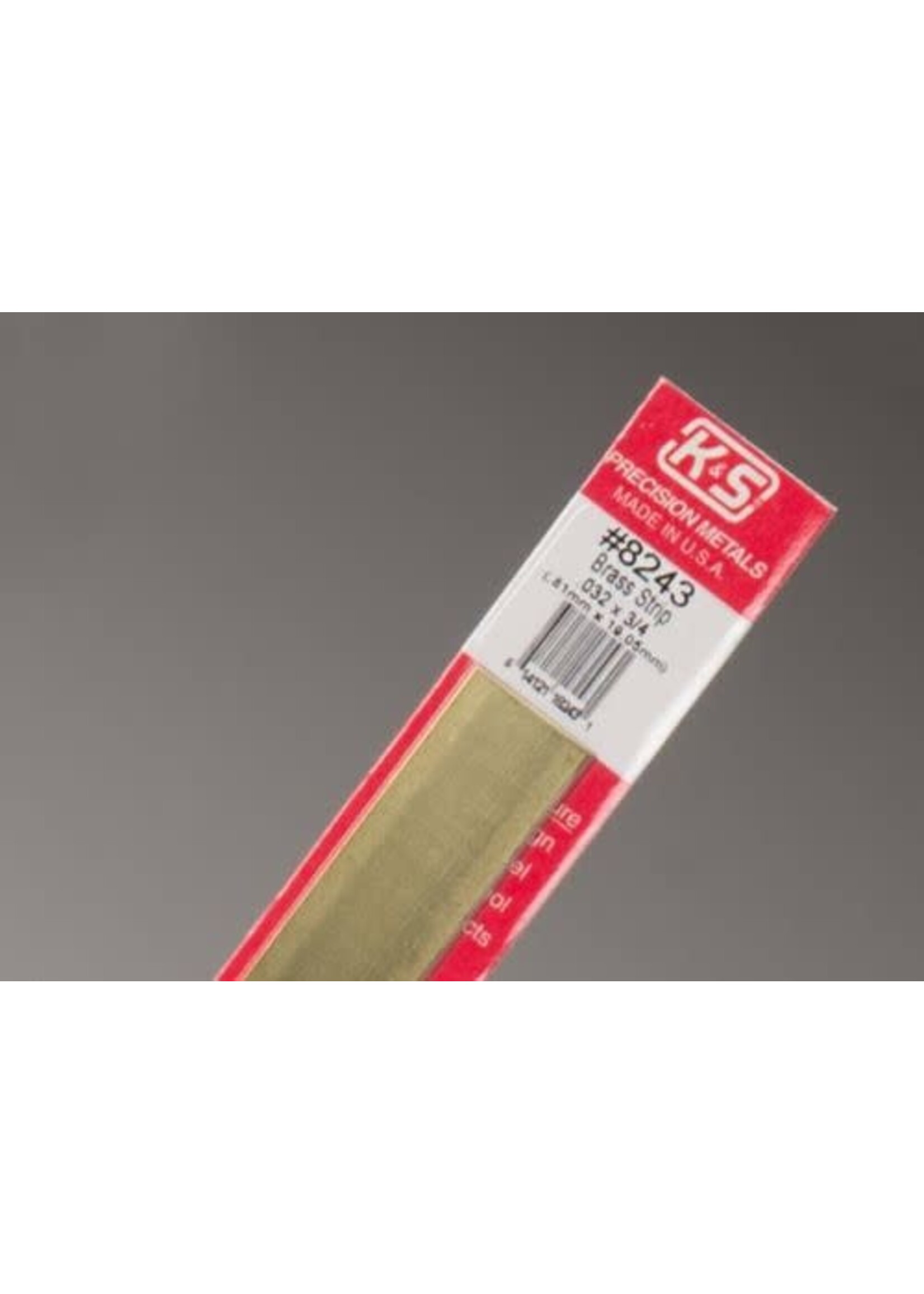 K&S Metals KSE8243 .032x3/4" Brass Strip (1pc)