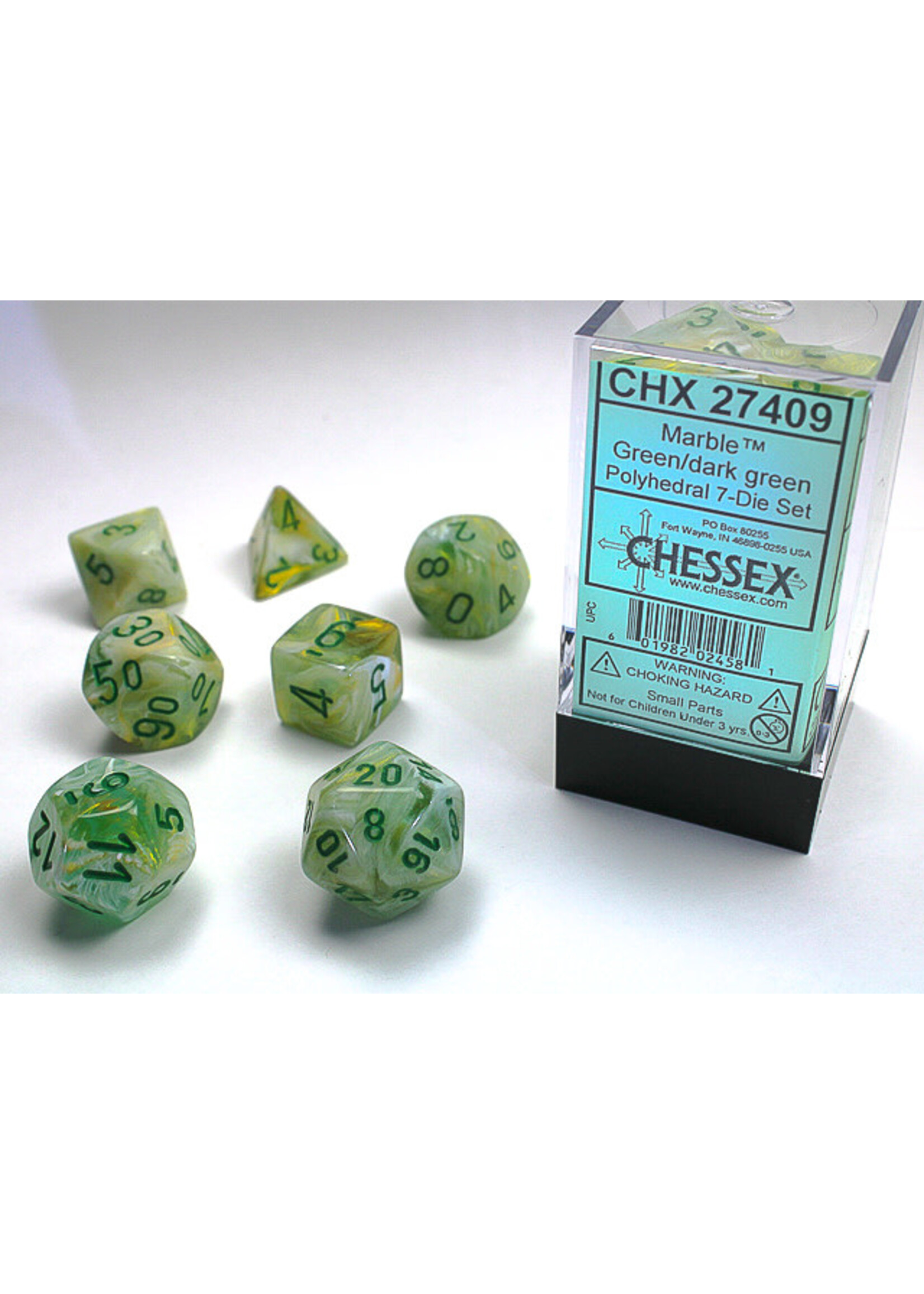 Chessex Dice RPG 27409 7pc Marble Green/Dark Green