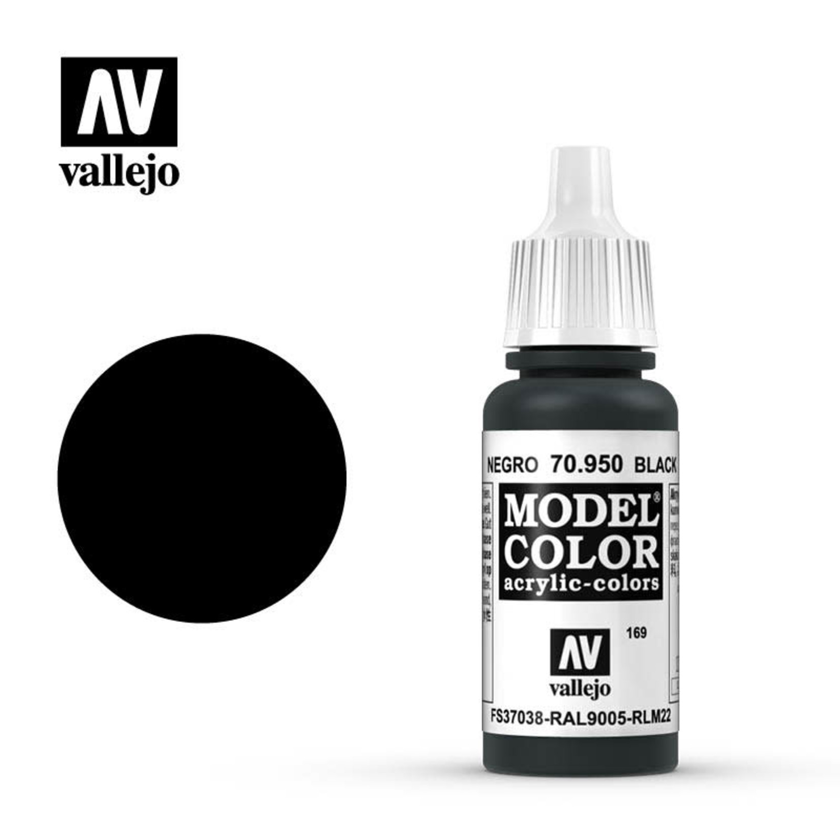 Vallejo VAL70950 Model Color 169 Black (17ml)