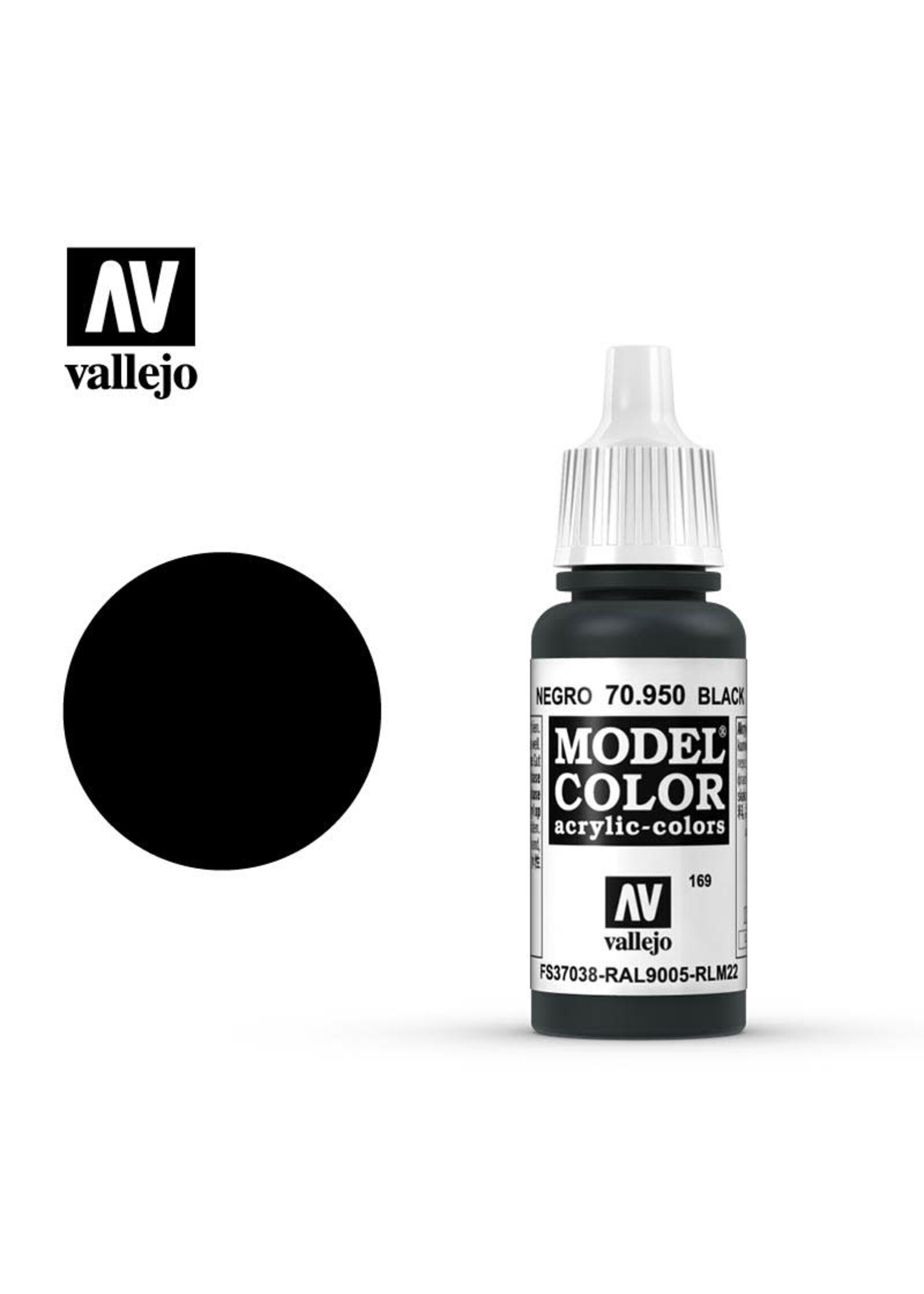 Vallejo VAL70950 Model Color 169 Black (17ml)