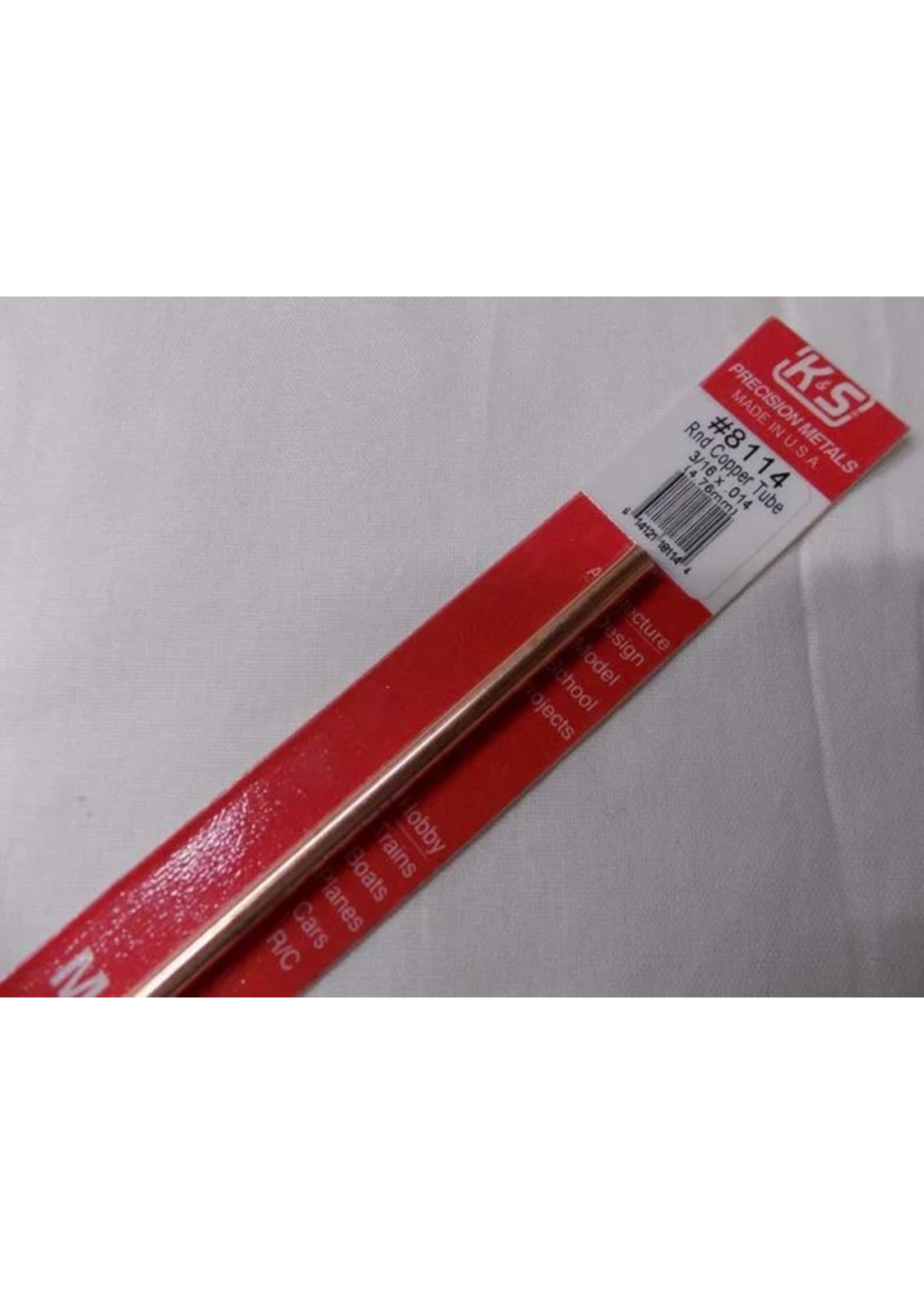 K&S Metals KSE8114 3/16" OD Wall Copper Tube