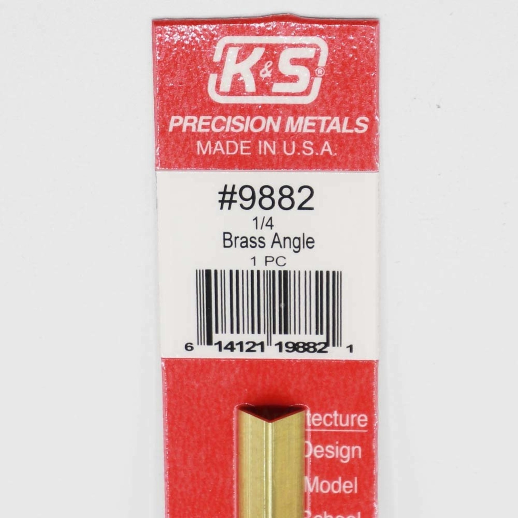 K&S Metals KSE9882 Brass Angle 1/4''