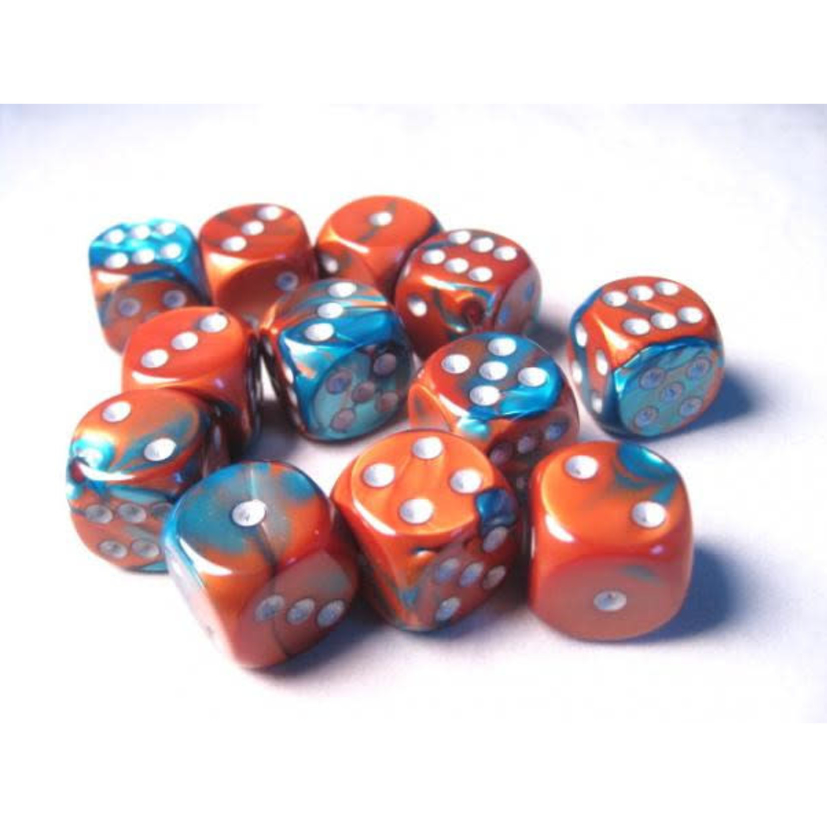 Chessex Dice 16mm 26653 12pc Gemini Copper-Teal/Silver