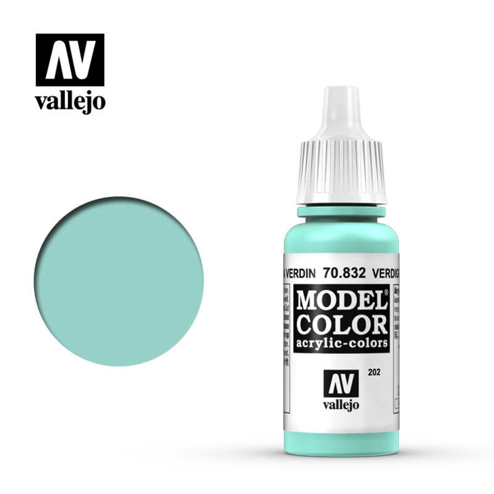Vallejo VAL70832 Model Color 202 Verdigris Glaze (17ml)