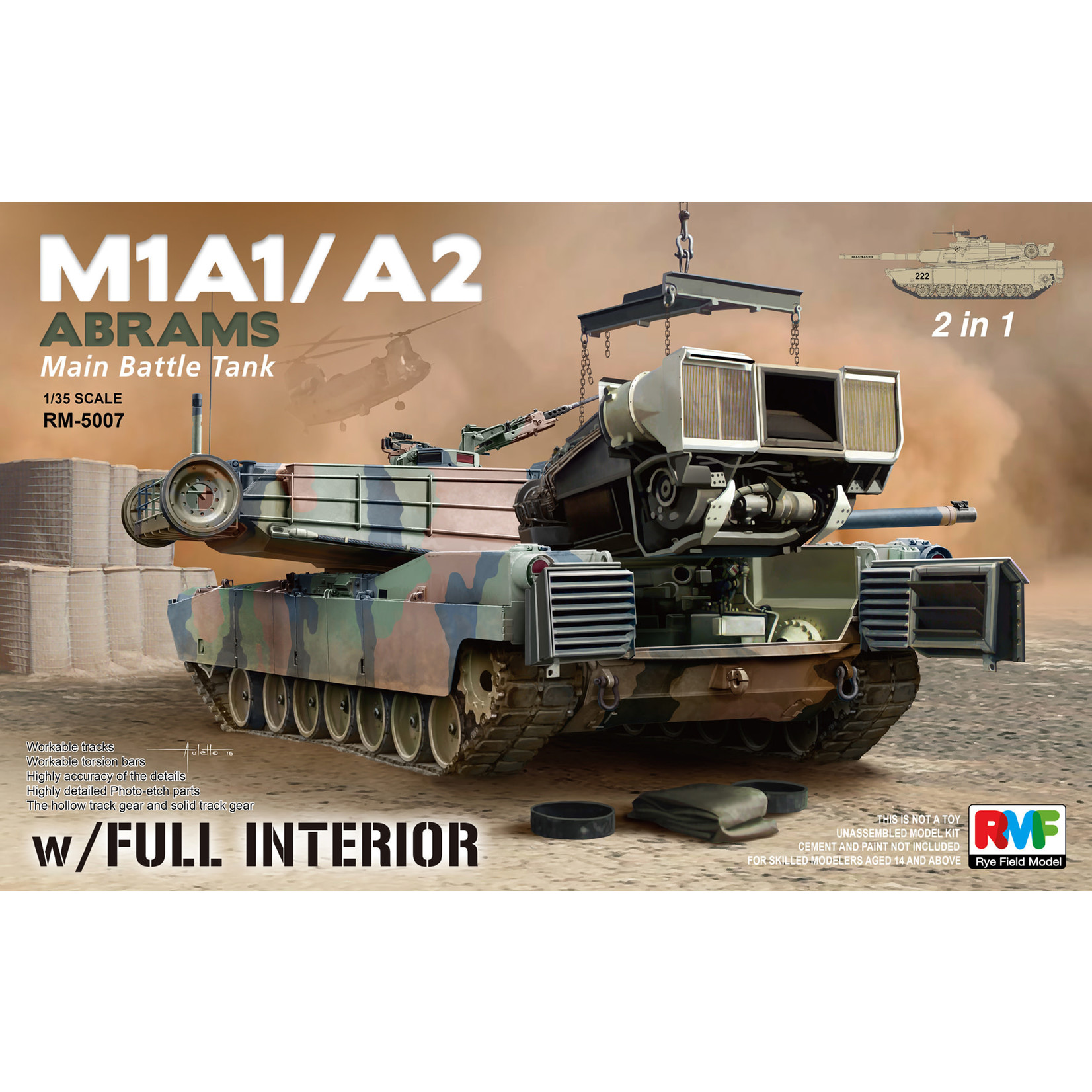 Rye Field Model RFMRM5007 M1A1/A2 Abrams MBT with Full Interior (1/35)
