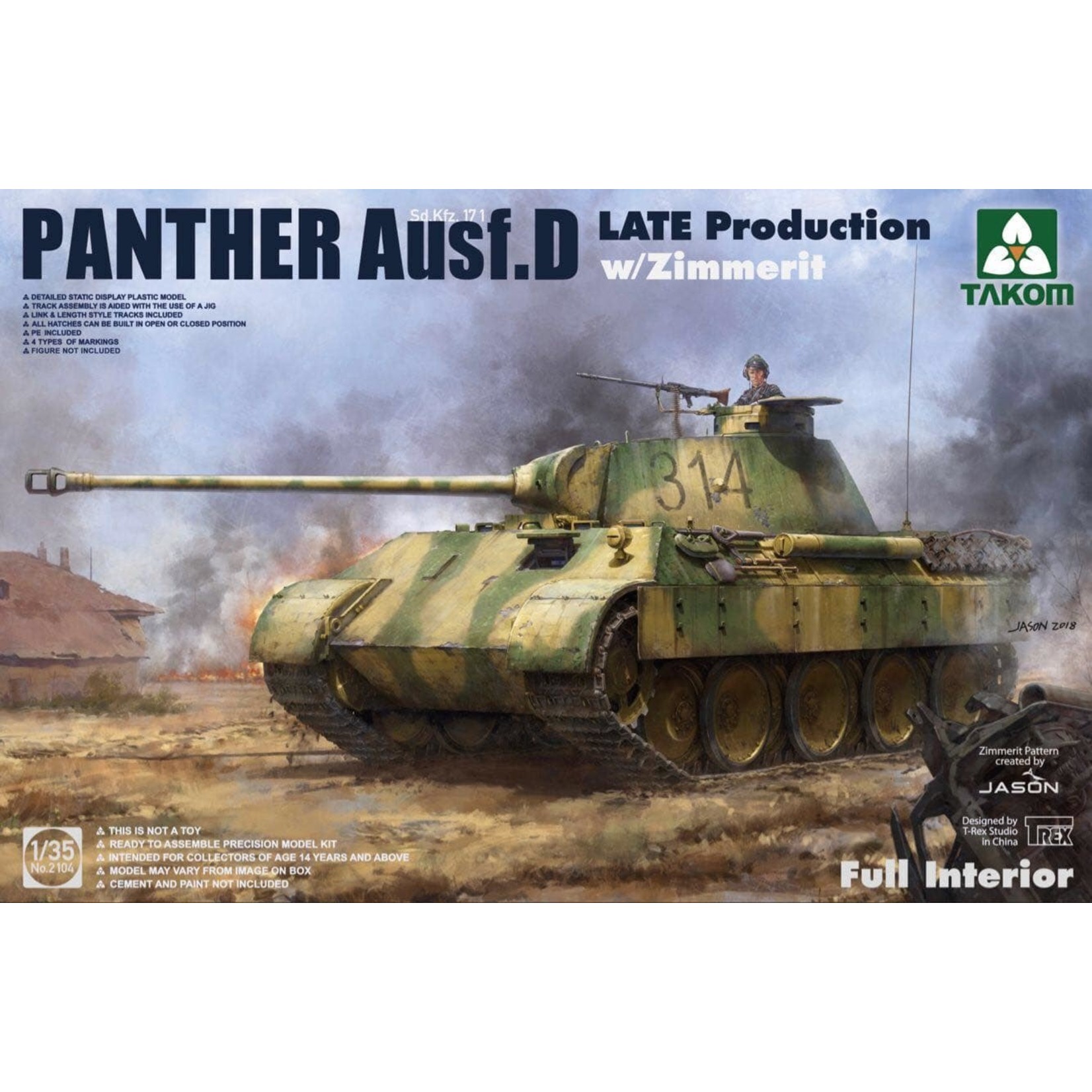 Takom TAK2104 Panther Ausf.D Late with Zimmerit & Full Interior (1/35)