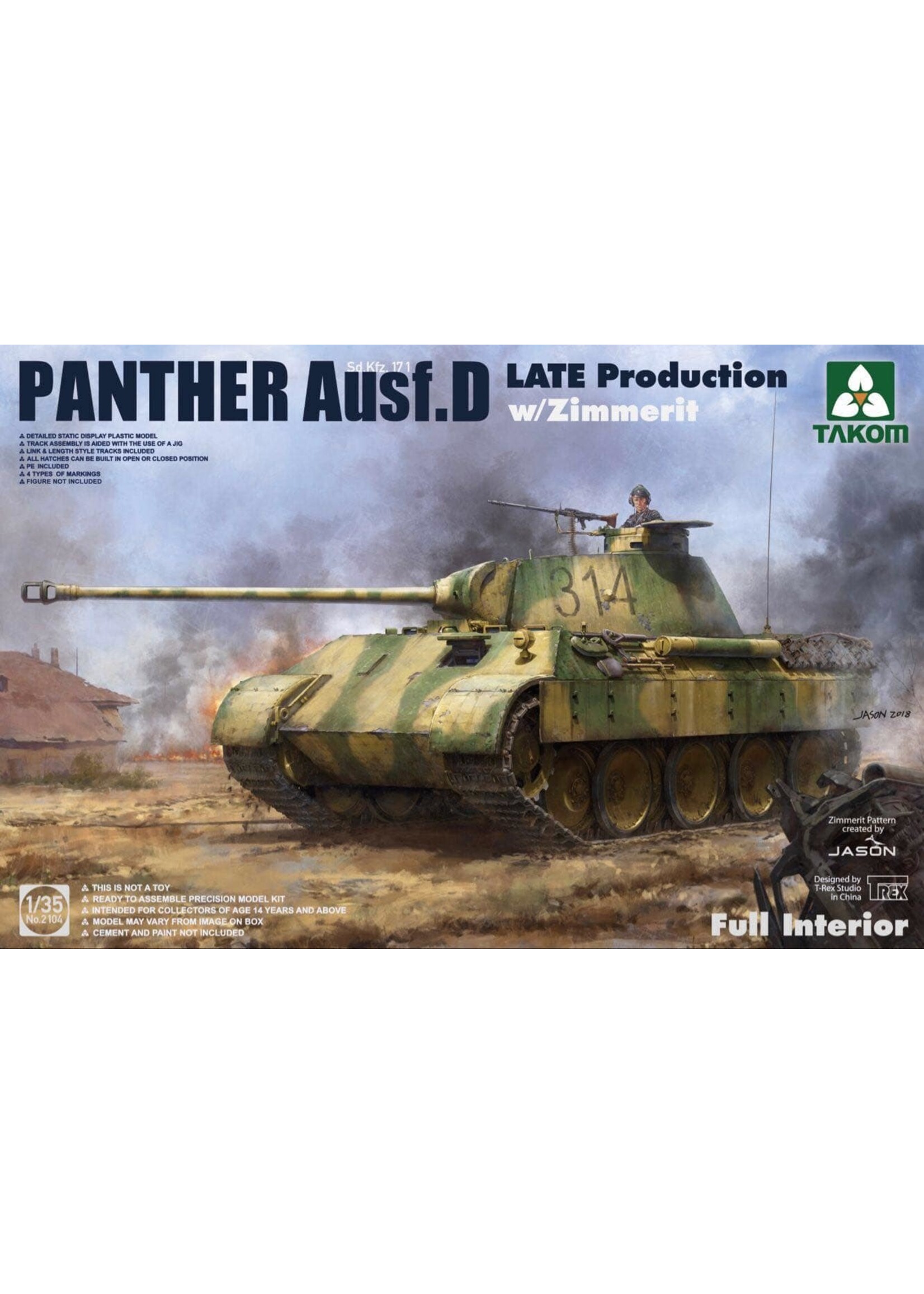 Takom ***TAK2104 Panther Ausf.D Late with Zimmerit & Full Interior (1/35)