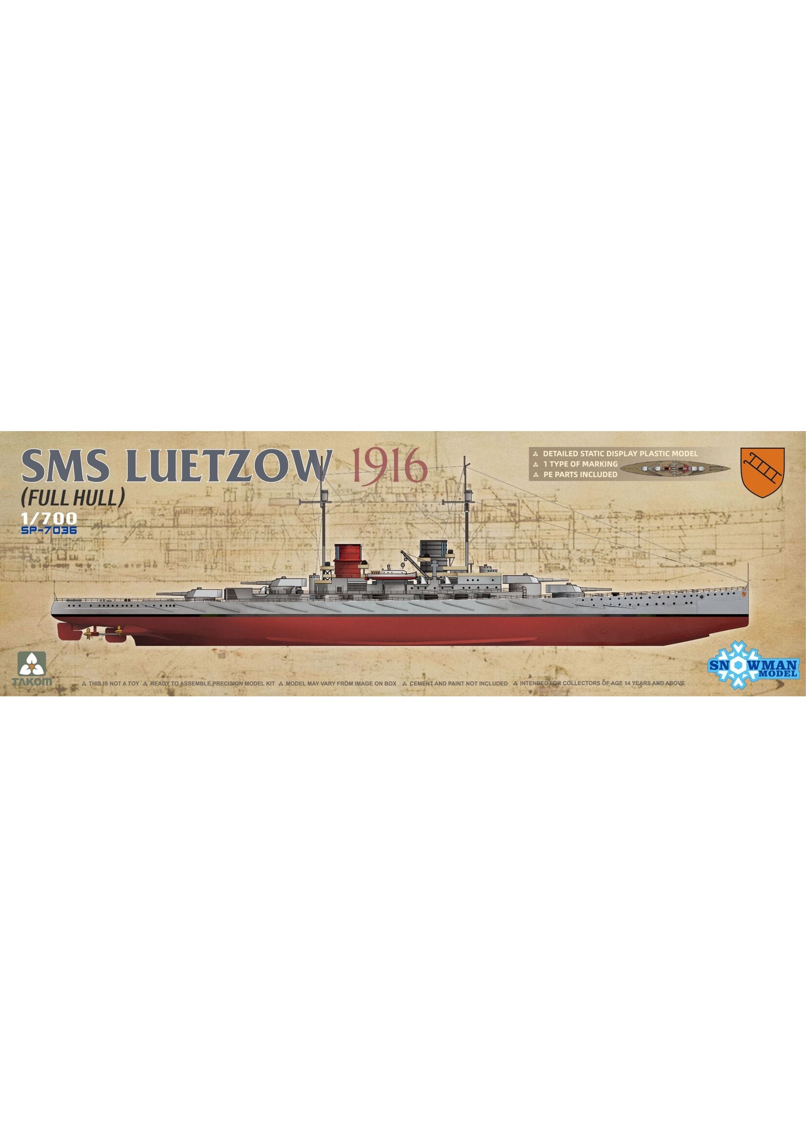 Snowman Model ***TAKSP7036 SMS Luetzow 1916 Full Hull (1/700)
