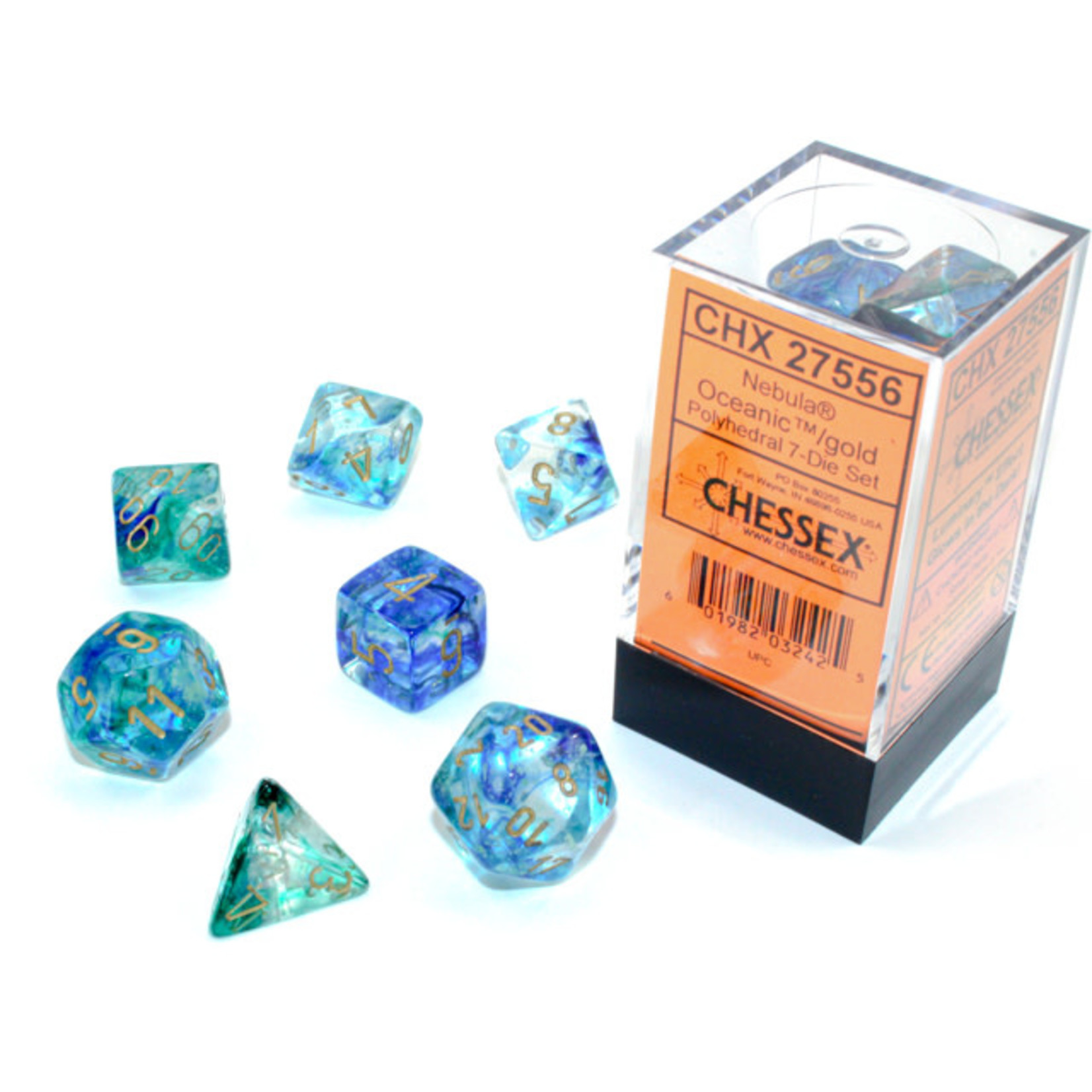 Chessex Dice RPG 27556 7pc Nebula Oceanic/Gold Luminary