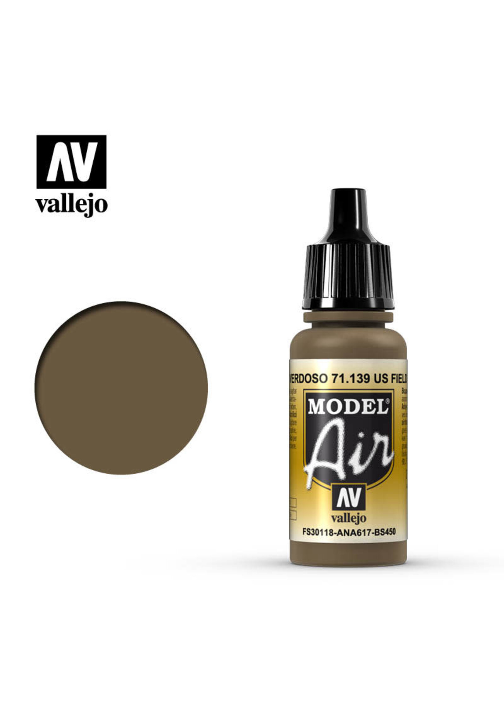 Vallejo VAL71139 Model Air US Field Drab (17ml)