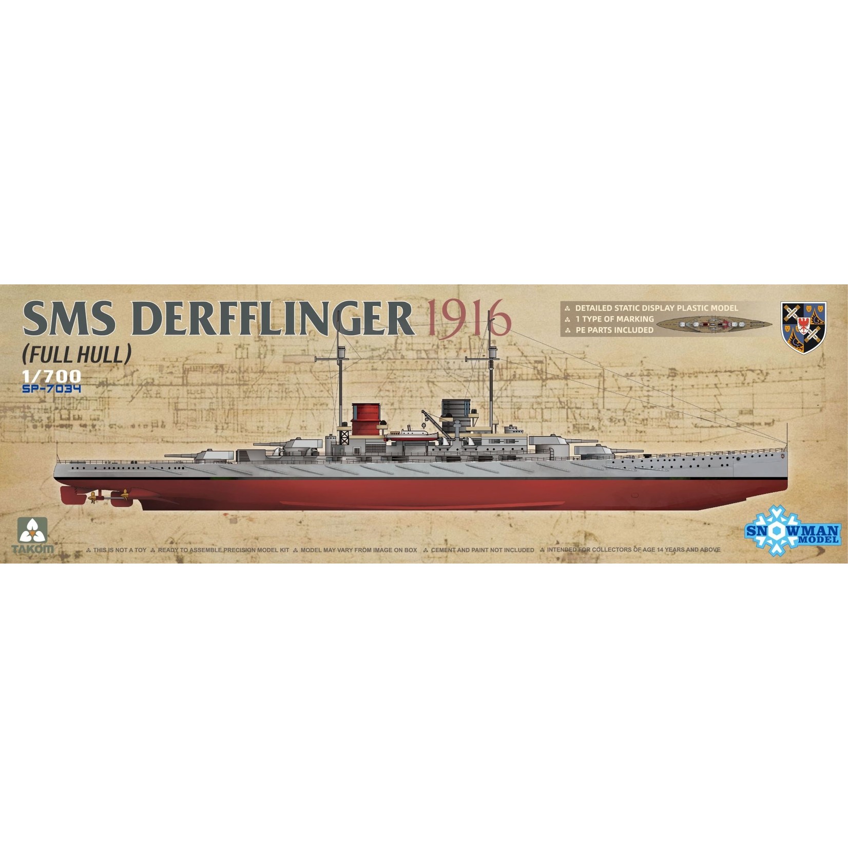 Snowman Model ***TAKSP7034 SMS Derfflinger 1916 (1/700) (Discontinued)