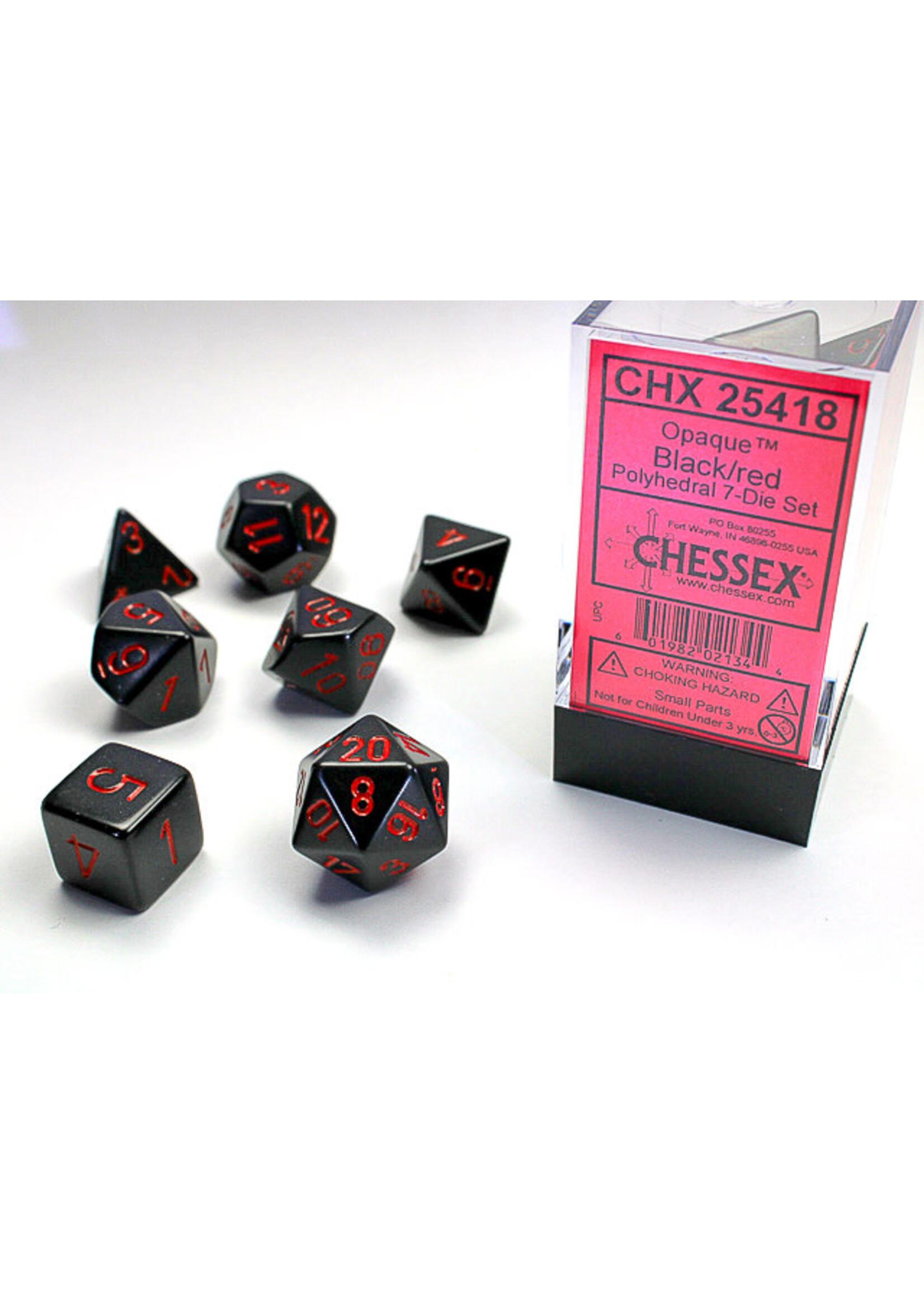 Chessex Dice RPG 25418 7pc Opaque Black/Red