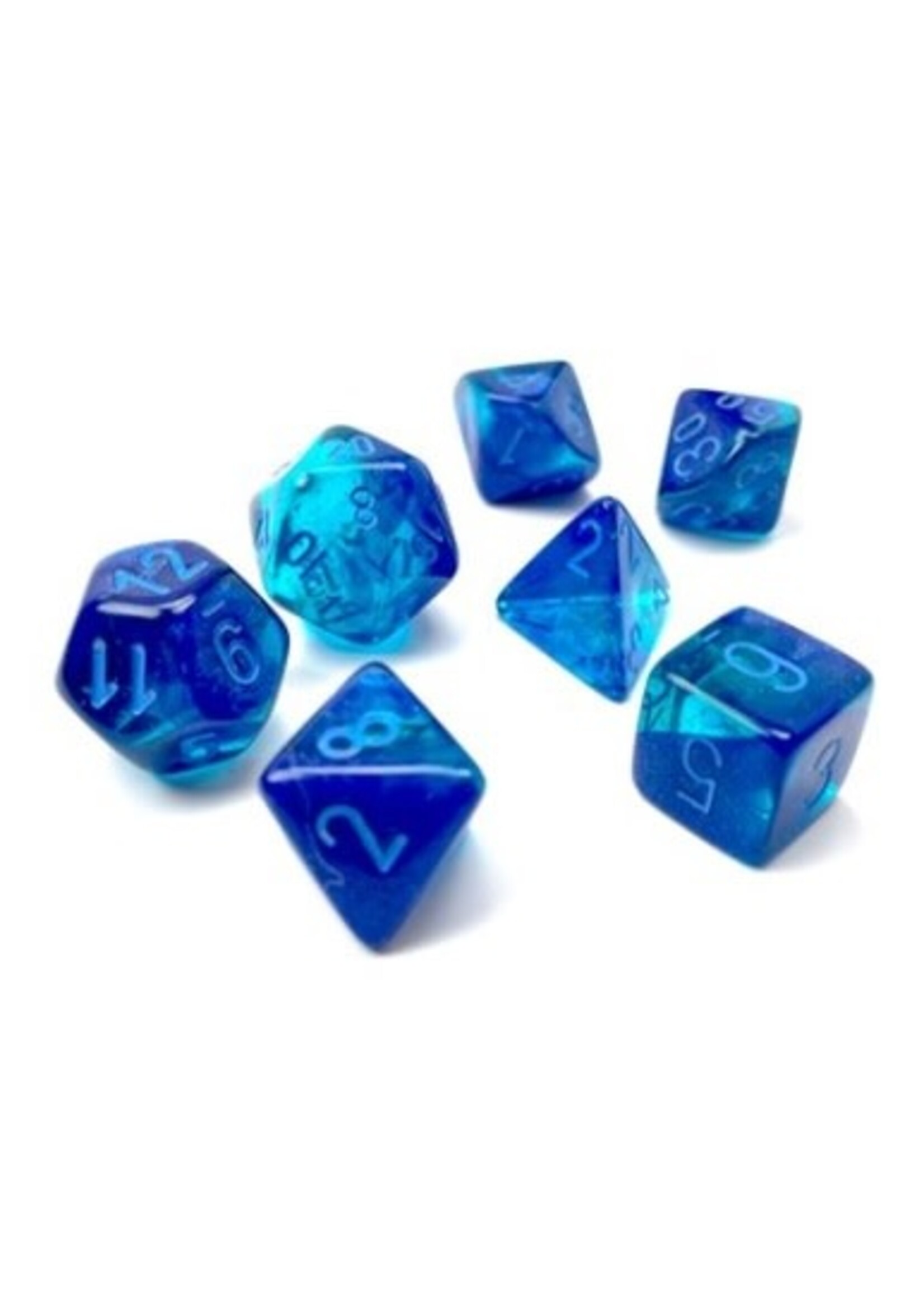 Chessex Dice RPG 26463 7pc Gemini Poly Blue-Blue/Light Blue Luminary