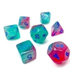 Chessex Dice RPG 26464 7pc Gemini Poly Gel Green-Pink/Blue Luminary