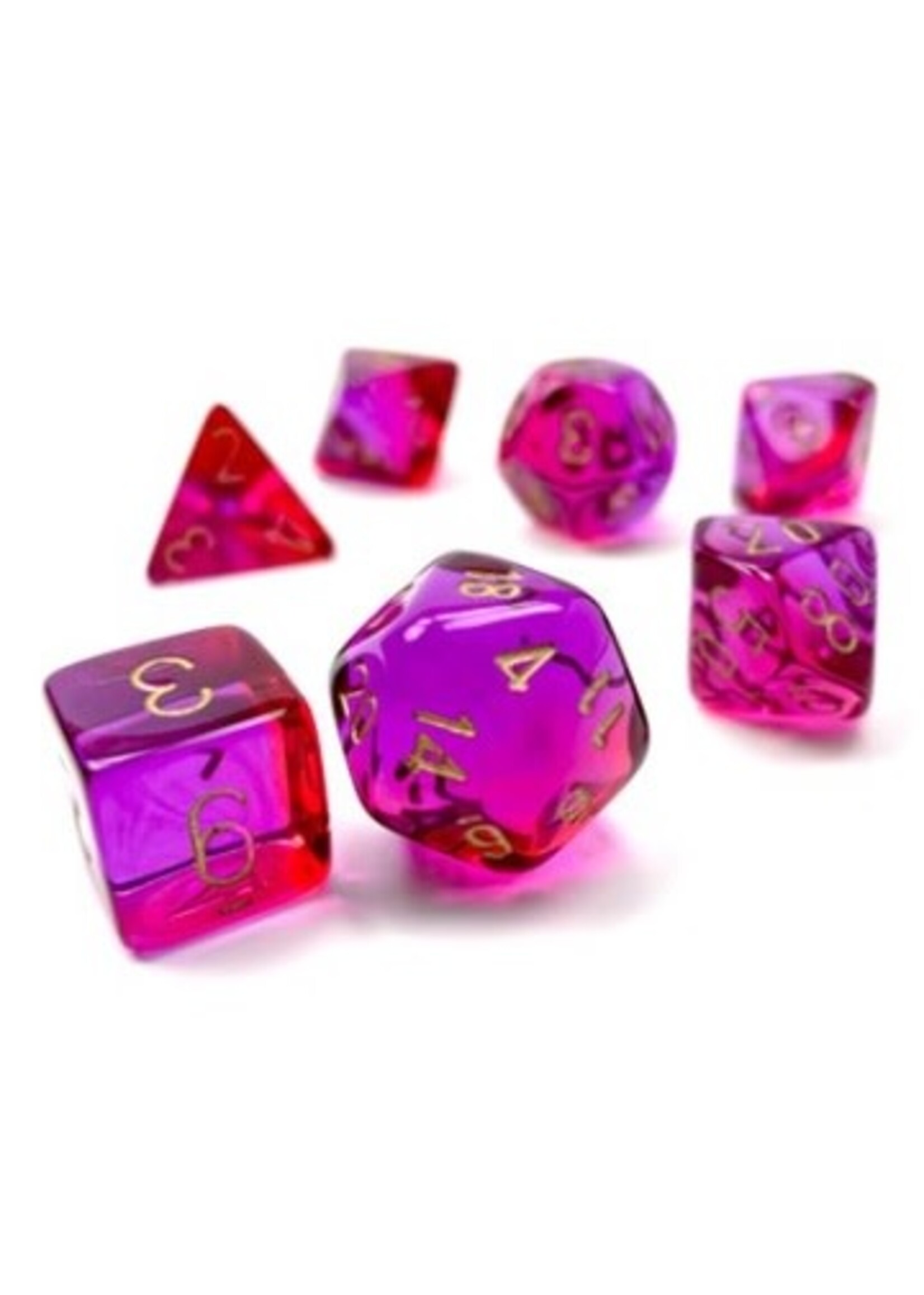 Chessex Dice RPG 26467 7pc Gemini Poly Translucent Red-Violet/Gold