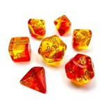 Chessex CHX26468 Gemini 7pc Poly Translucent Red-Yellow/Gold RPG Dice