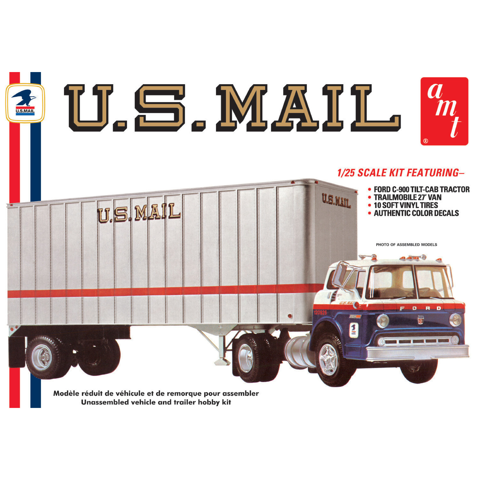 AMT AMT1326 Ford C600 US Mail Truck with USPS Trailer (1/25)