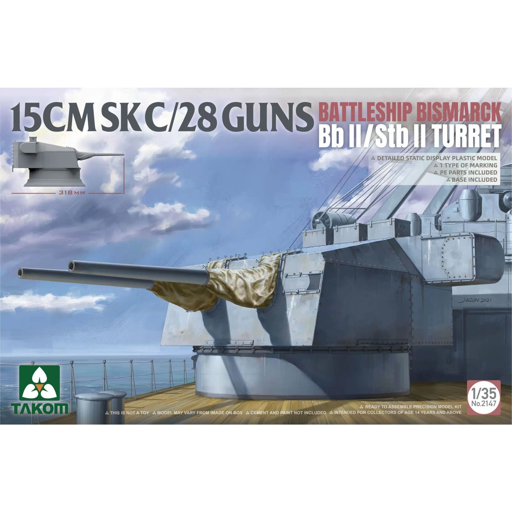 Takom TAK2147 15CMSKC/28 Guns Battleship Bismark BBII (1/35)