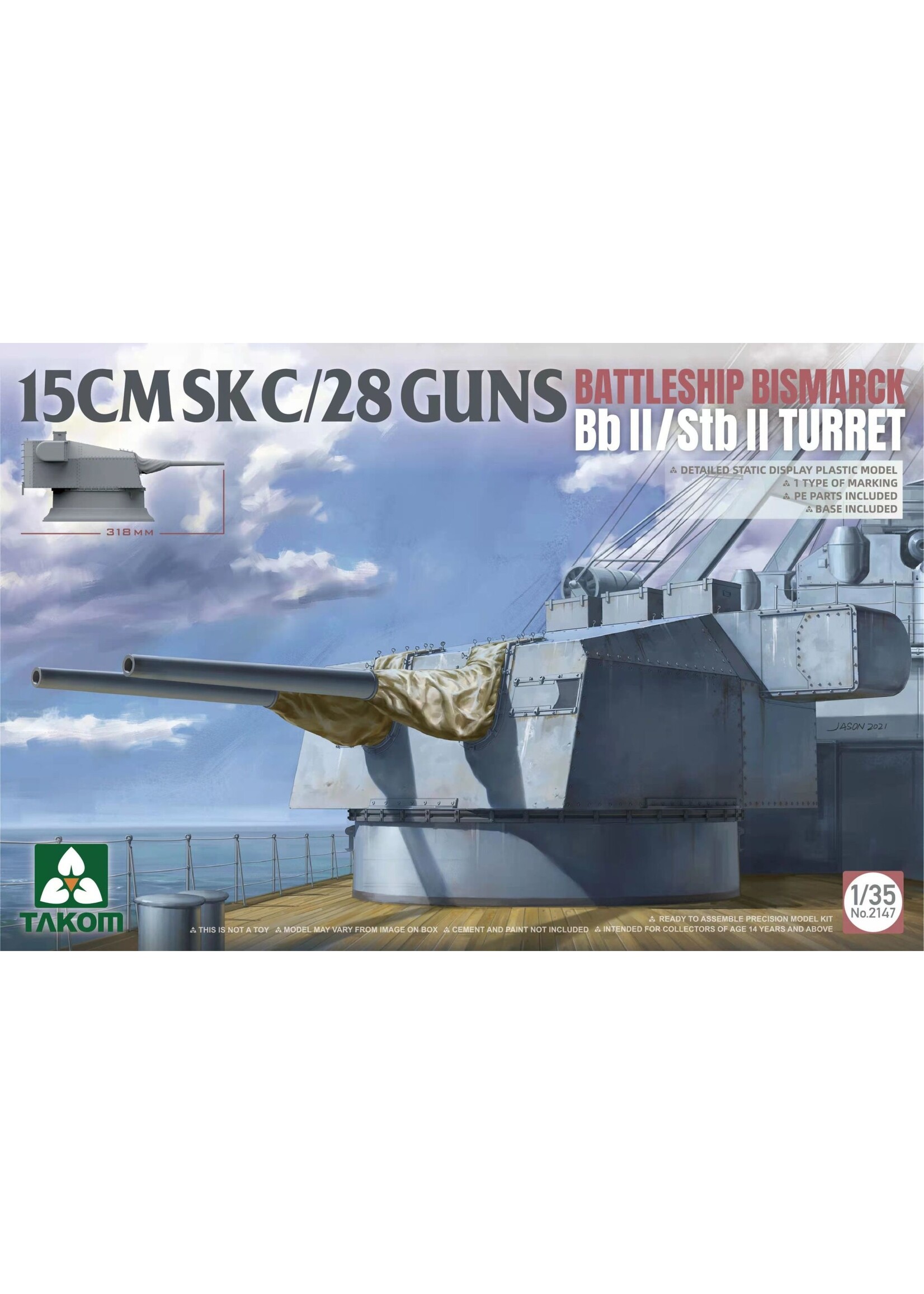 Takom ***TAK2147 15CMSKC/28 Guns Battleship Bismark BBII (1/35)