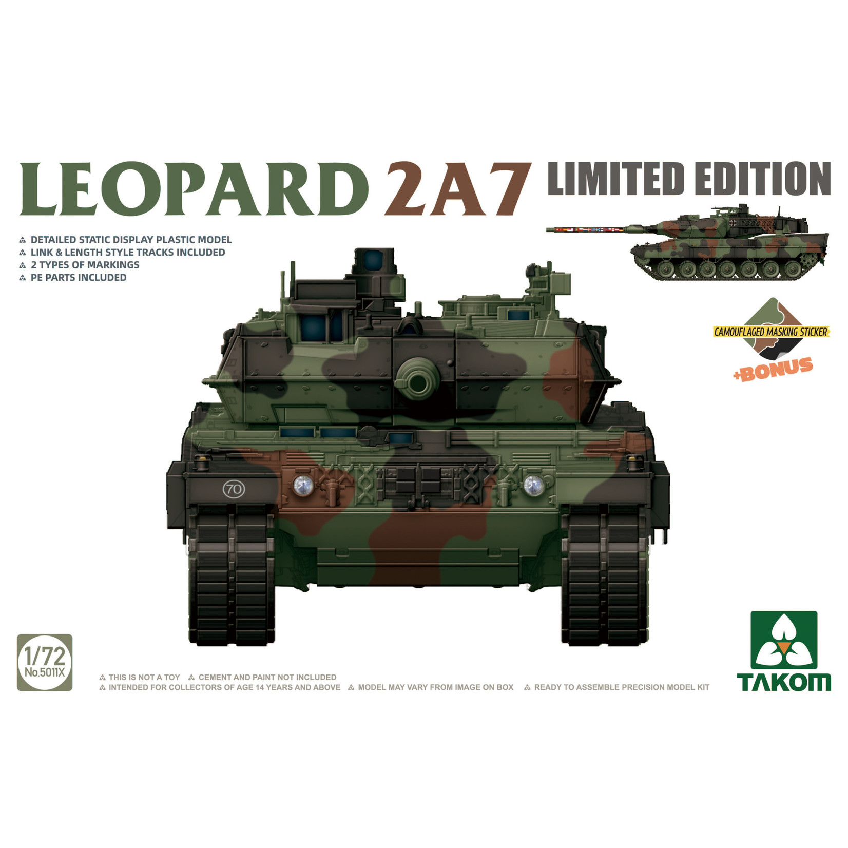 Takom TAK5011X Leopard 2A7 with Masks Limited Edition (1/72)