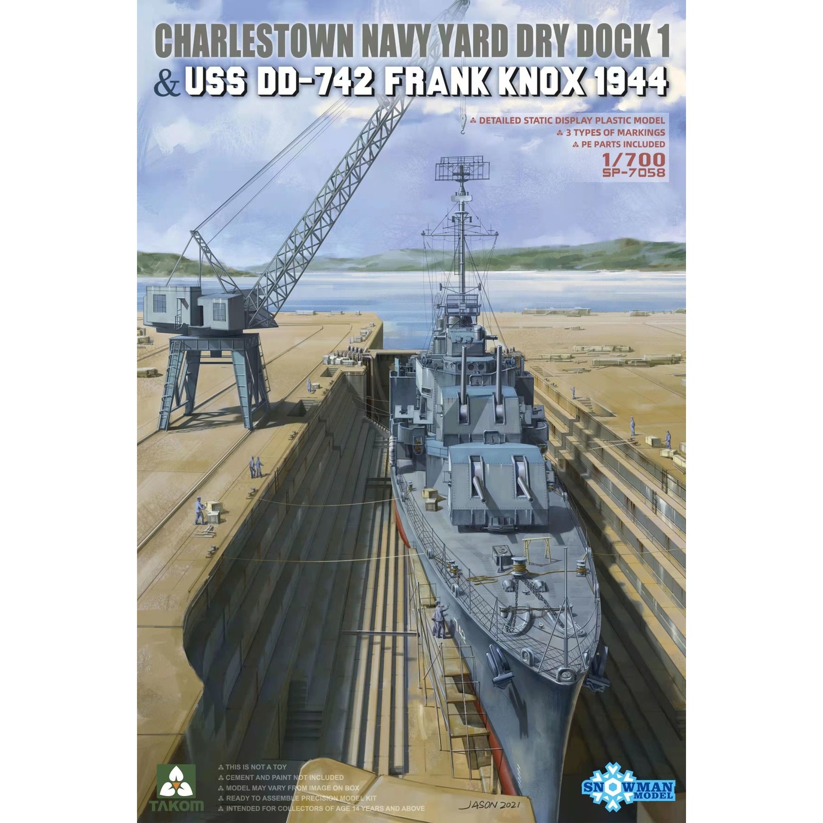 Takom TAKSP7058 Charlestown Navy Yard Dry Dock 1 & USS DD-742 Fort Knox (1/700)
