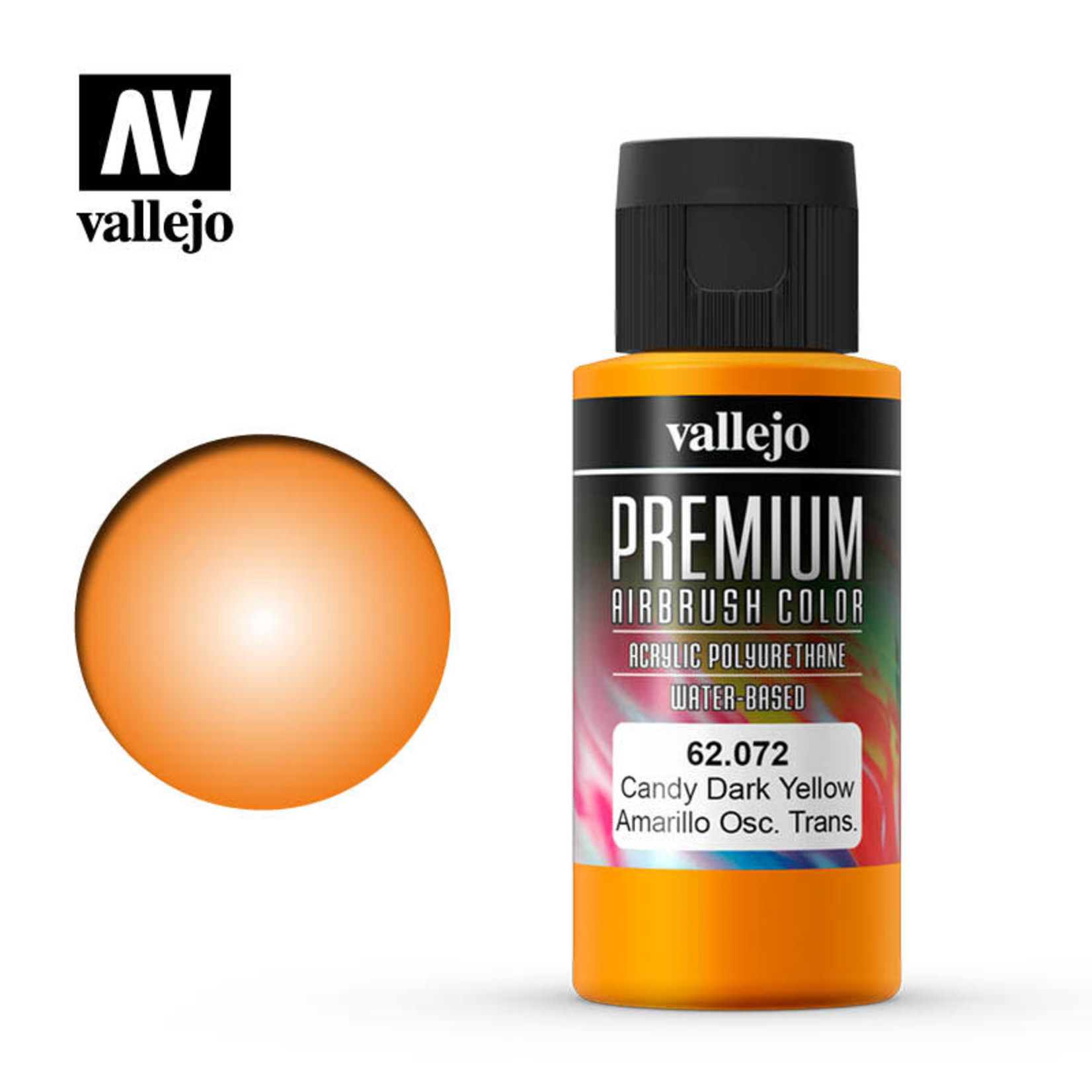 Vallejo VAL62072 Premium Airbrush Color Candy Dark Yellow (60ml)