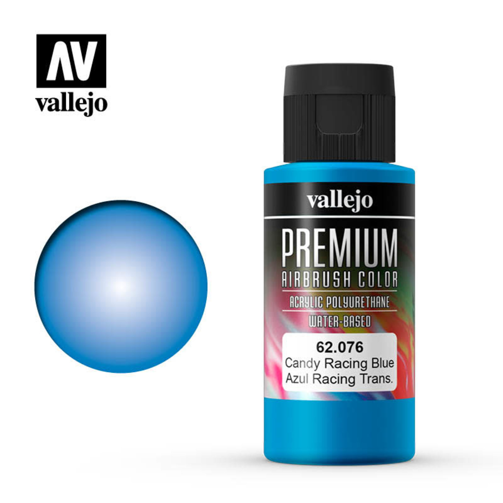 Vallejo VAL62076 Premium Airbrush Color Candy Racing Blue (60ml)