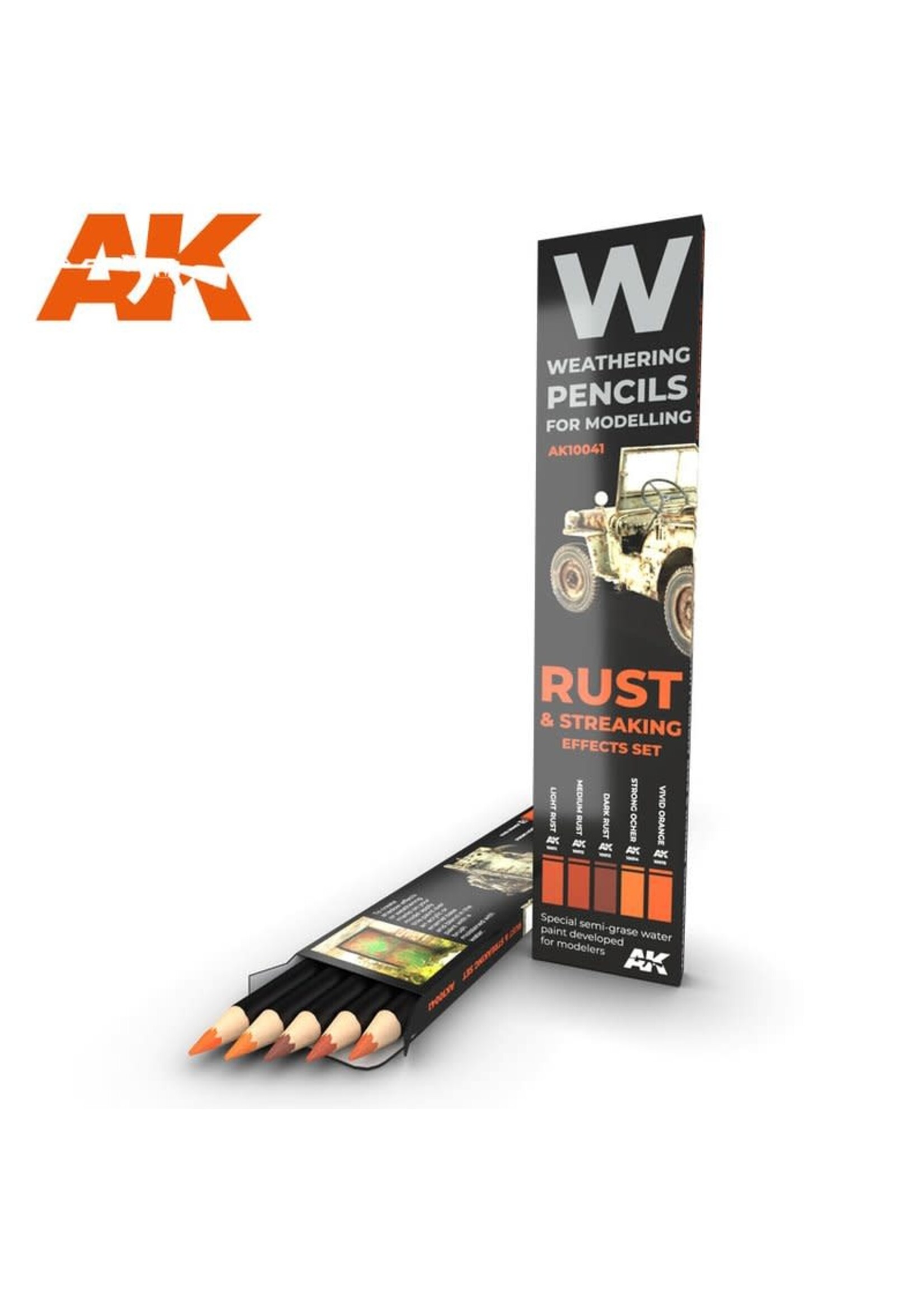 AK Interactive AK-10041 Watercolor Pencil Rust & Streaking (5 Pack)