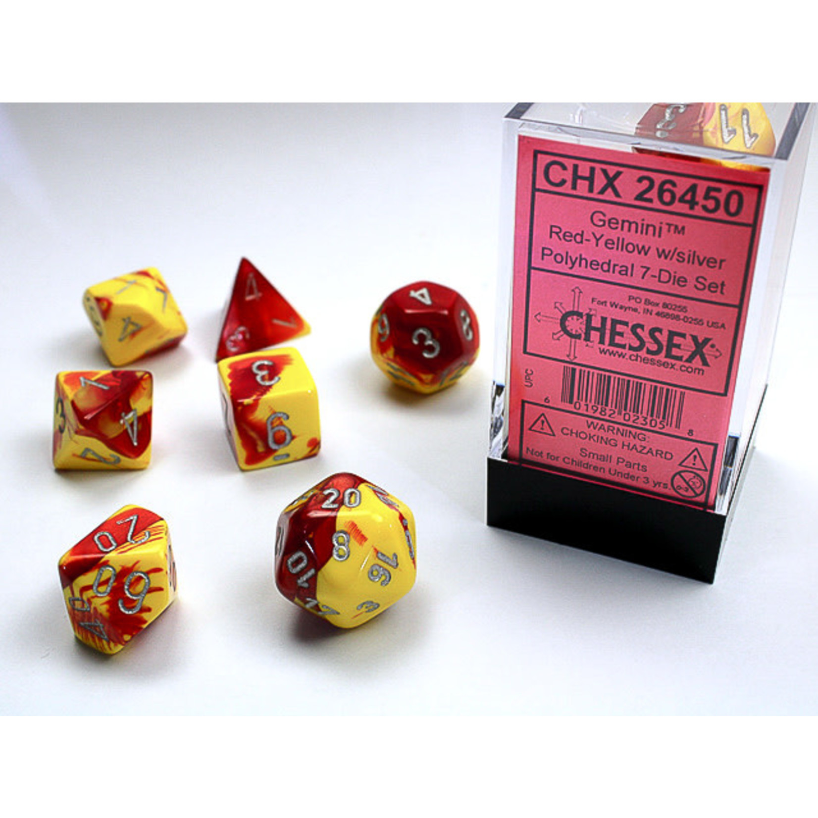 Chessex Dice RPG 26450 7pc Gemini  Red-Yellow/Silver