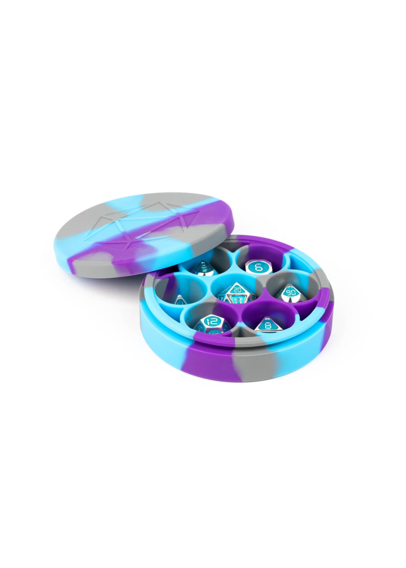 Metallic Dice Brand LLC ***Dice Case 0924 Silicone Round Purple/Gray/Light Blue