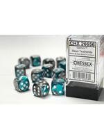 Chessex Dice 16mm 26656 12pc Gemini Steel-Teal/White