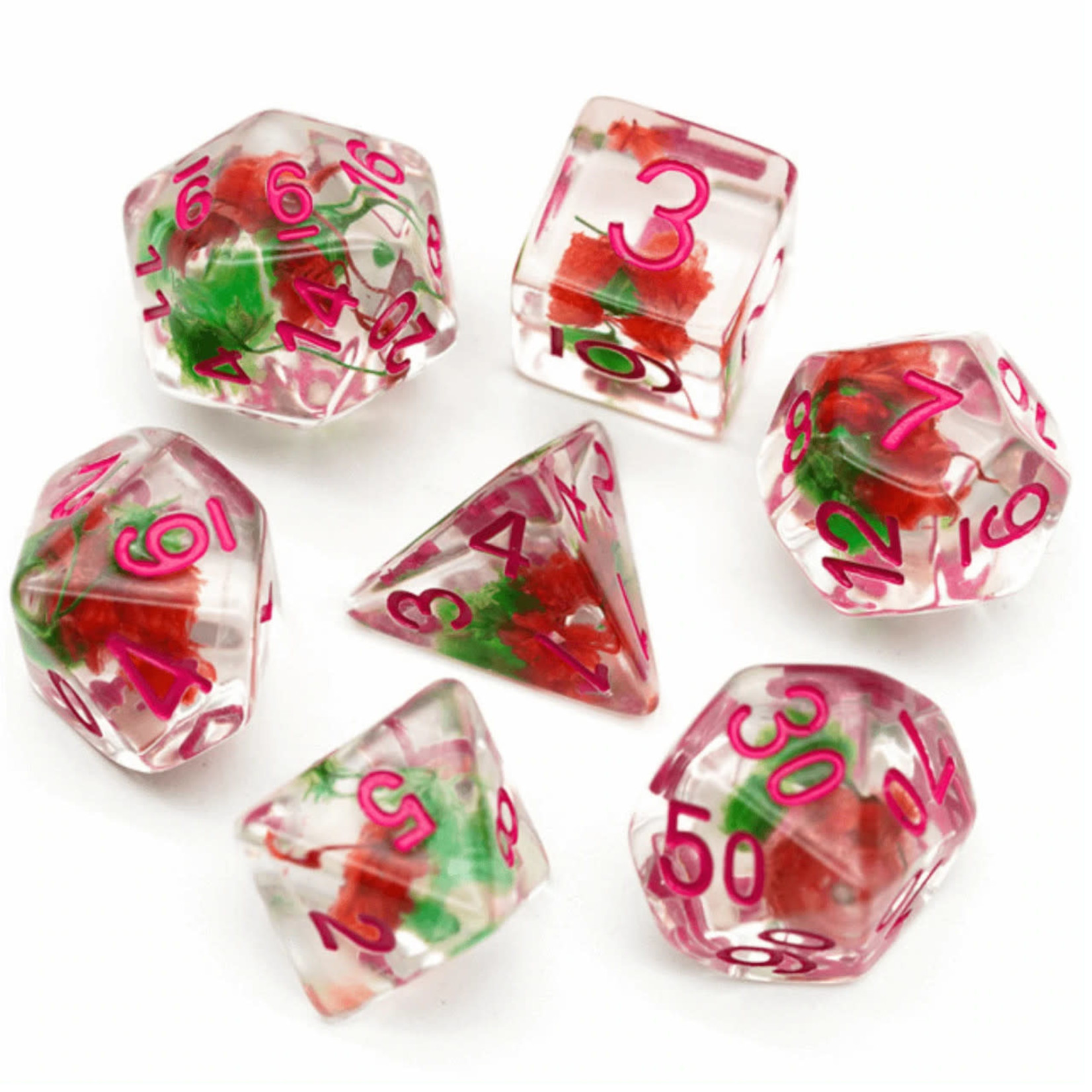 Alpha Precision Abrasives Dice RPG FBG1265 7pc Red and Green Flower