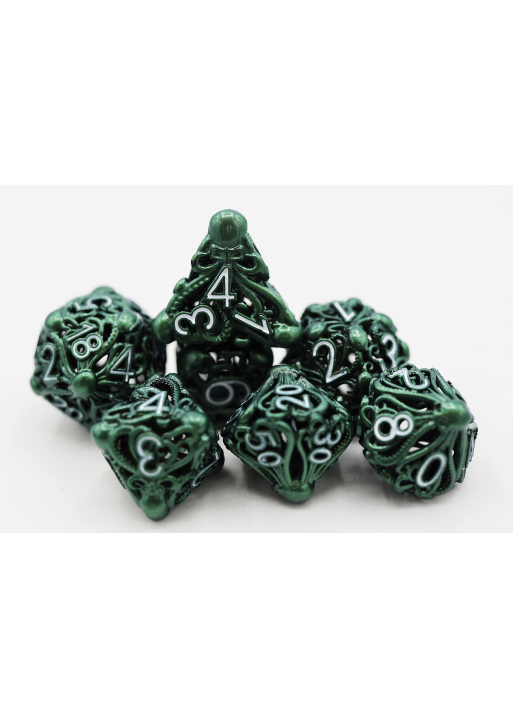 Foam Brain Games ***Dice RPG FBG4193 7pc Metal Hollow Green Mind Eater