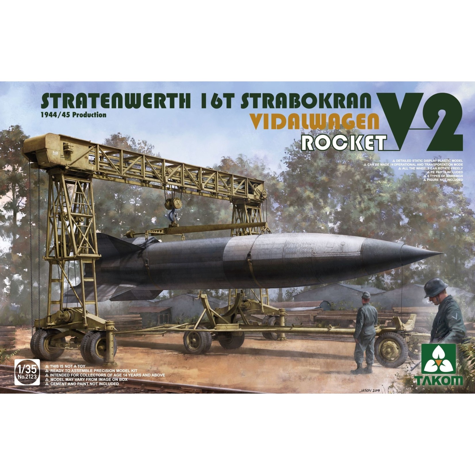 Takom TAK2123 Stratenwerth 16T Strabokran with V-2 Rocket & Vidalwagen (1/35)