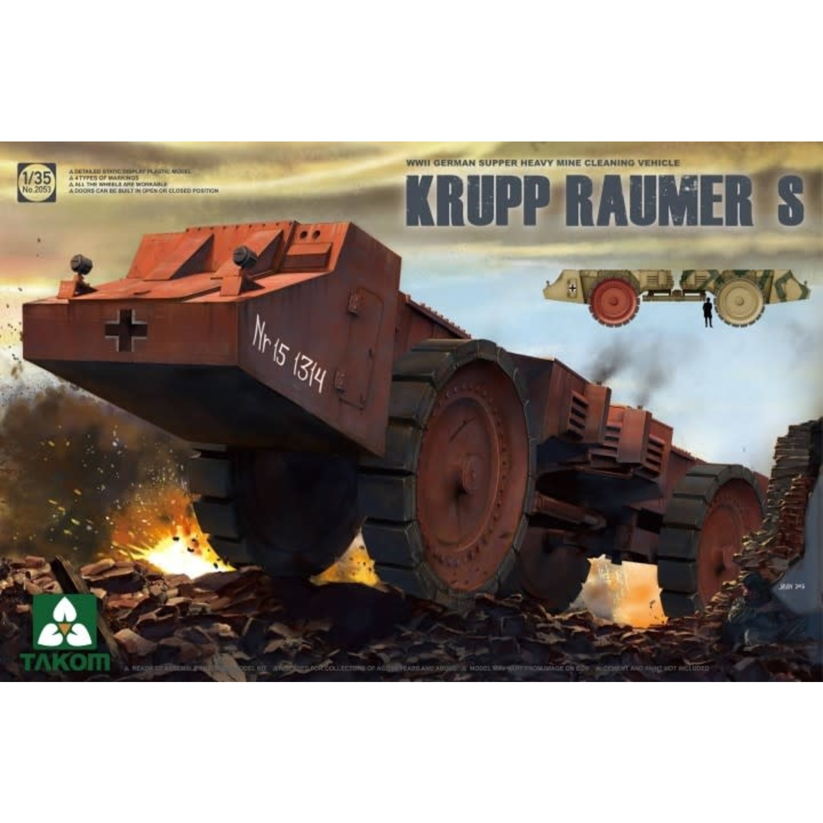 Takom TAK2053 Krupp Raumer S Super Heavy Mine Cleaning Vehicle (1/35)