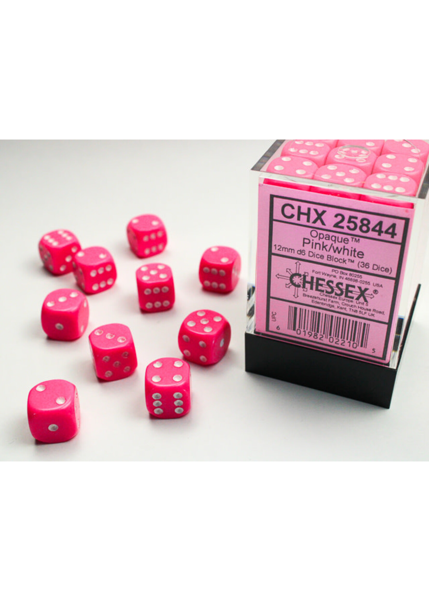 Chessex ***Dice 12mm 25844 36pc Opaque Pink/White