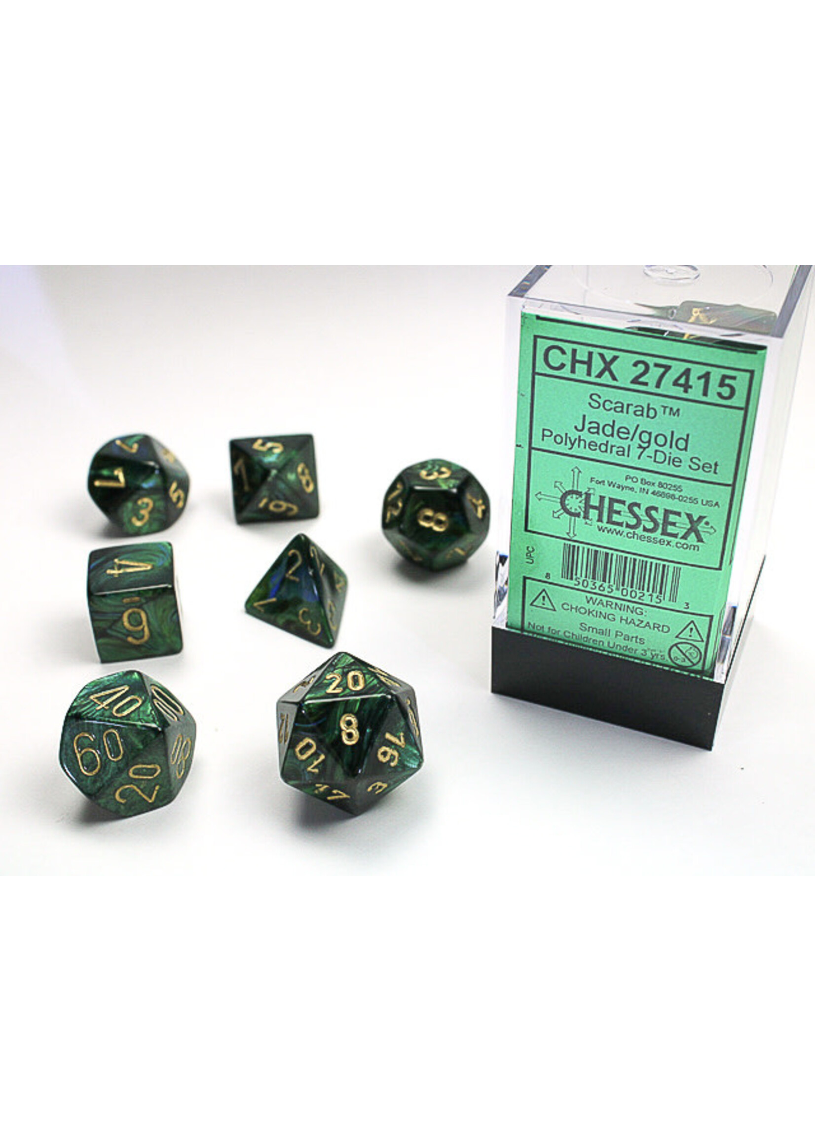 Chessex Dice RPG 27415 7pc Scarab Jade/Gold