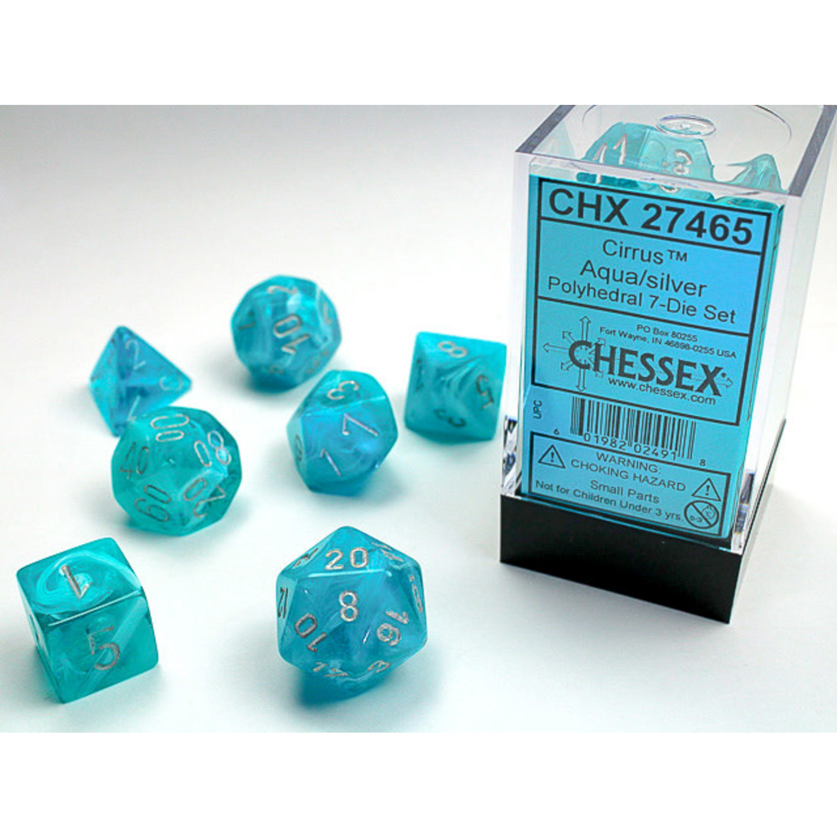Chessex Dice RPG 27465 7pc Cirrus Aqua/Silver